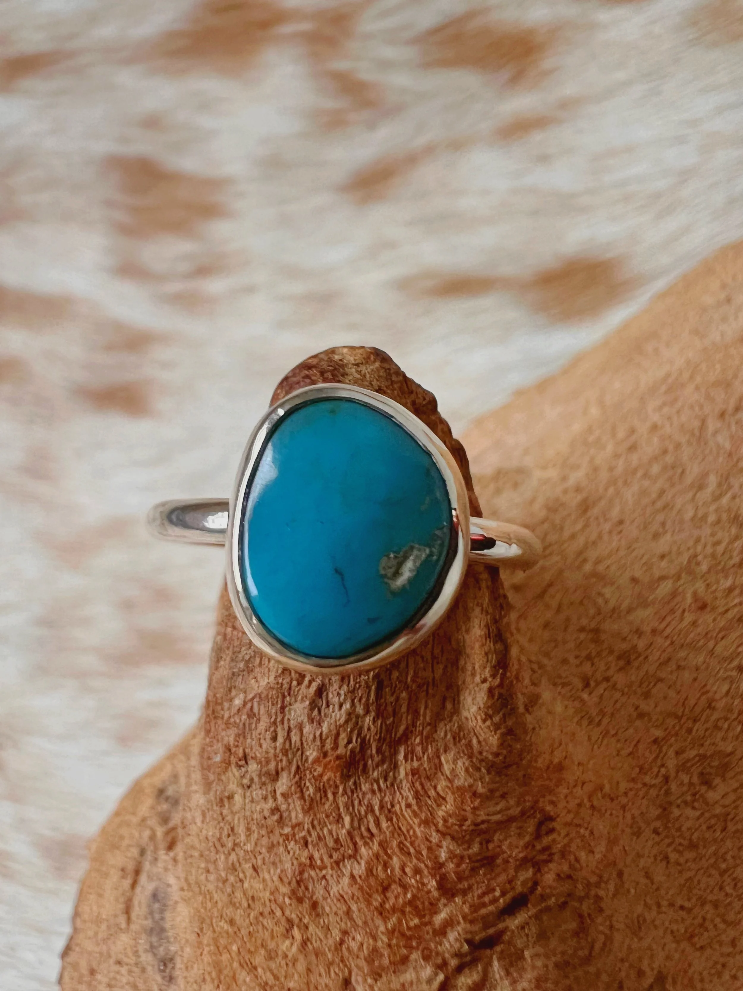 american turquoise stone set in a silver ring