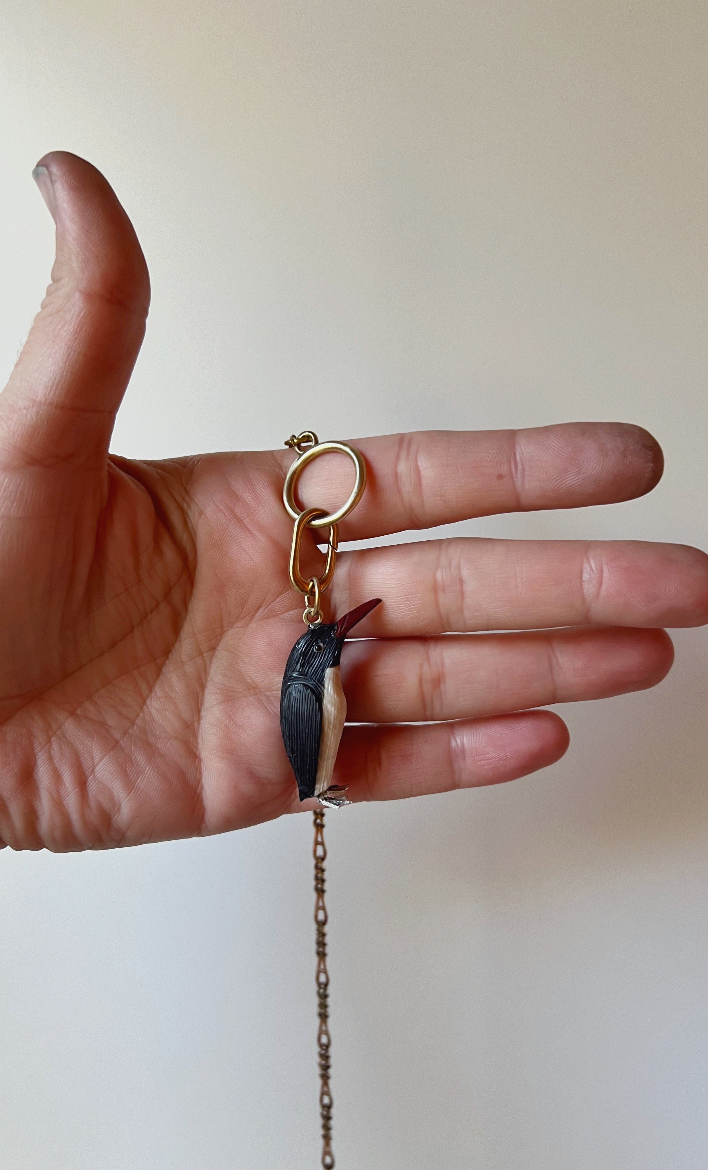 vintage gemstone carved bird pendant