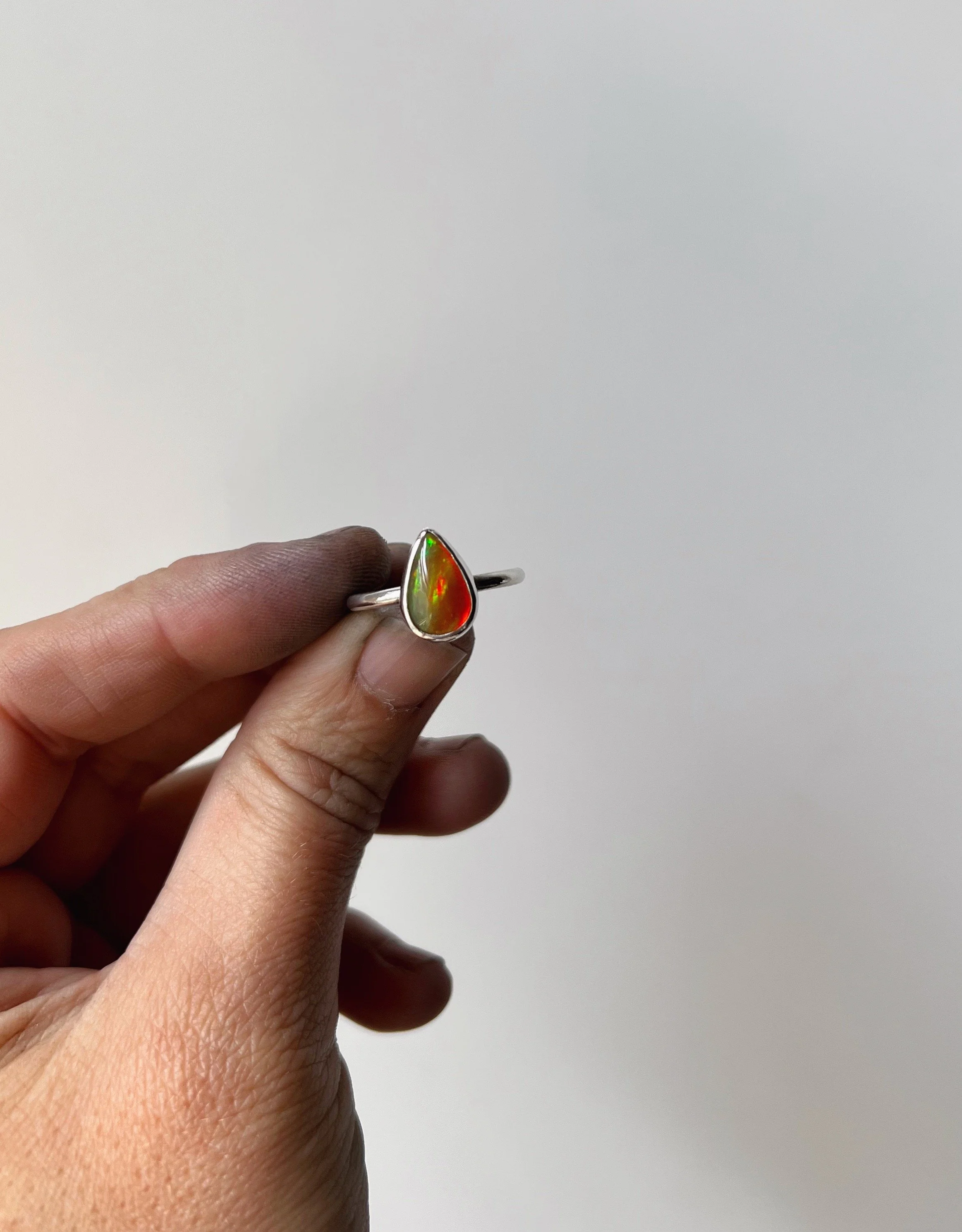 opal and silver ring