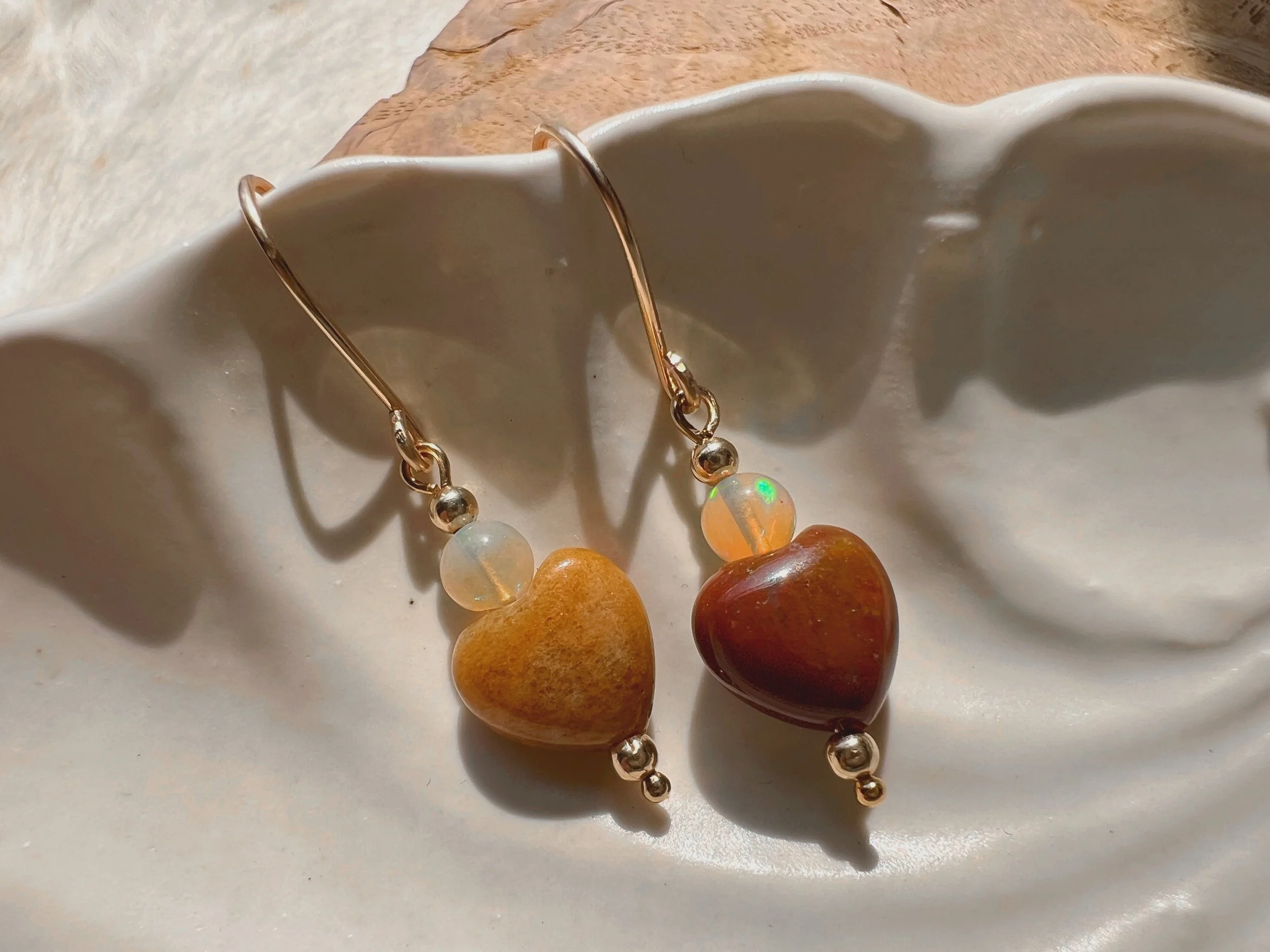 Dangle earrings with colorful gemstone beads on gold filled  hooks