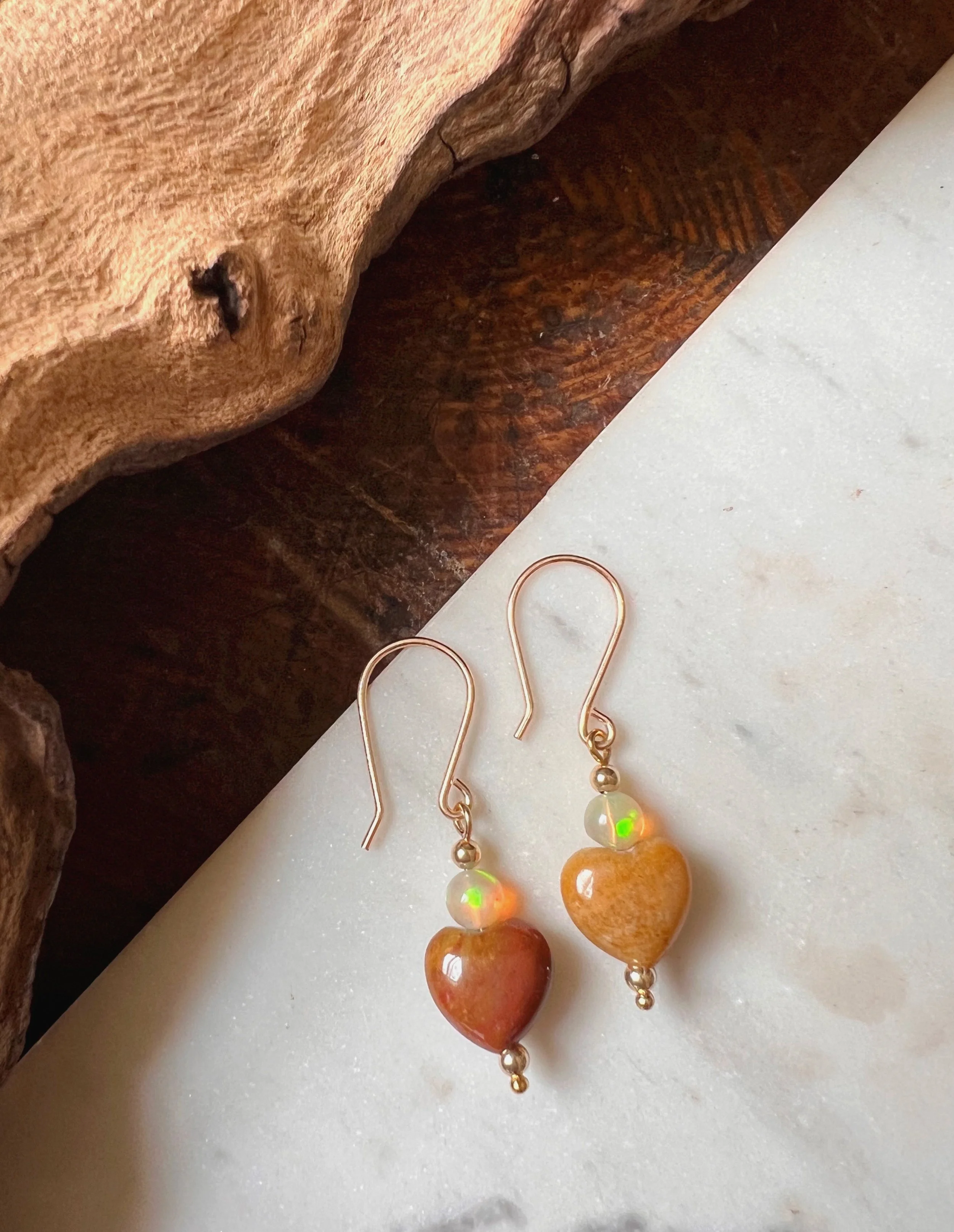 Dangle earrings with colorful gemstone beads on gold filled  hooks