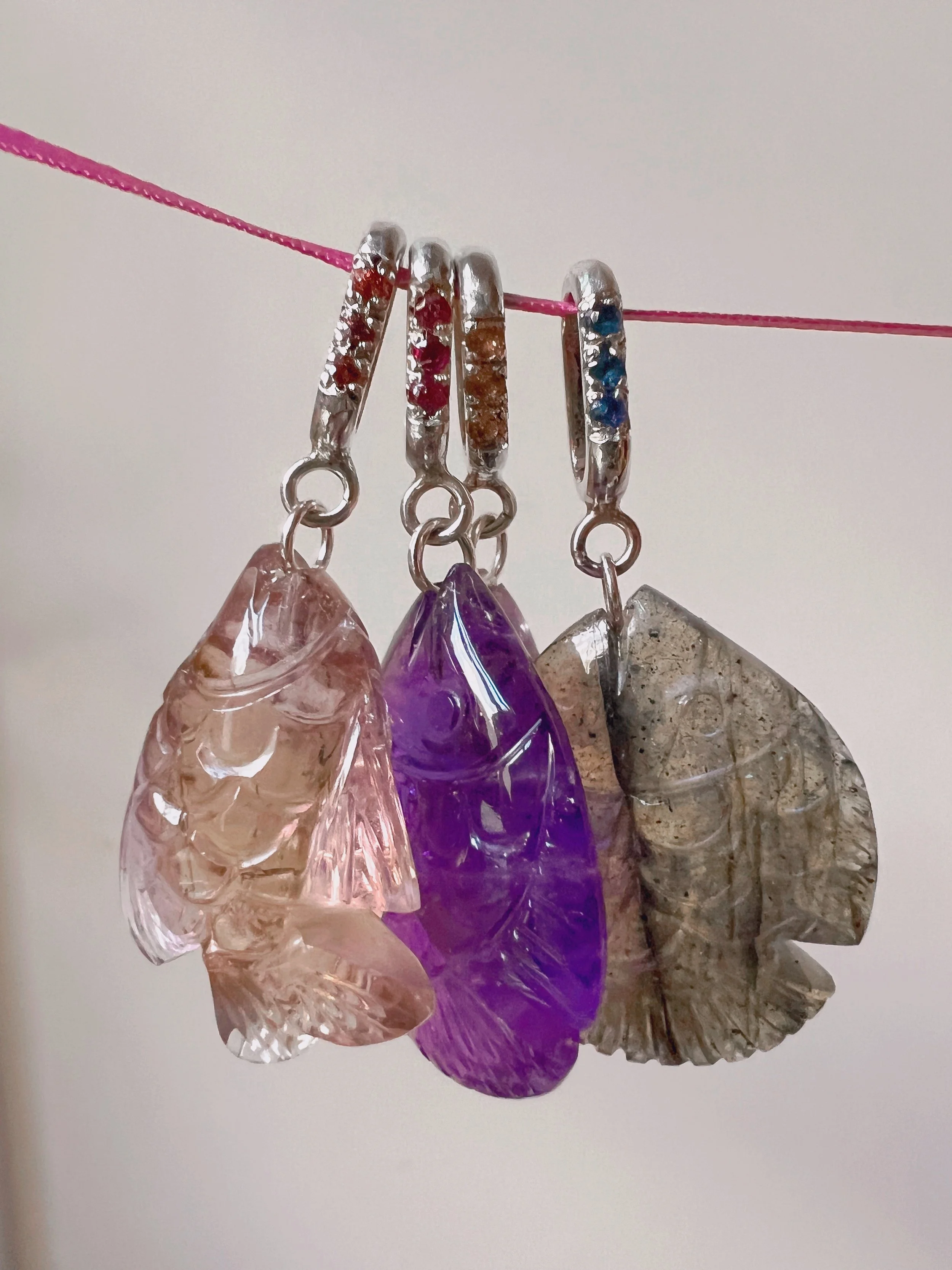 Gemstone fish pendant