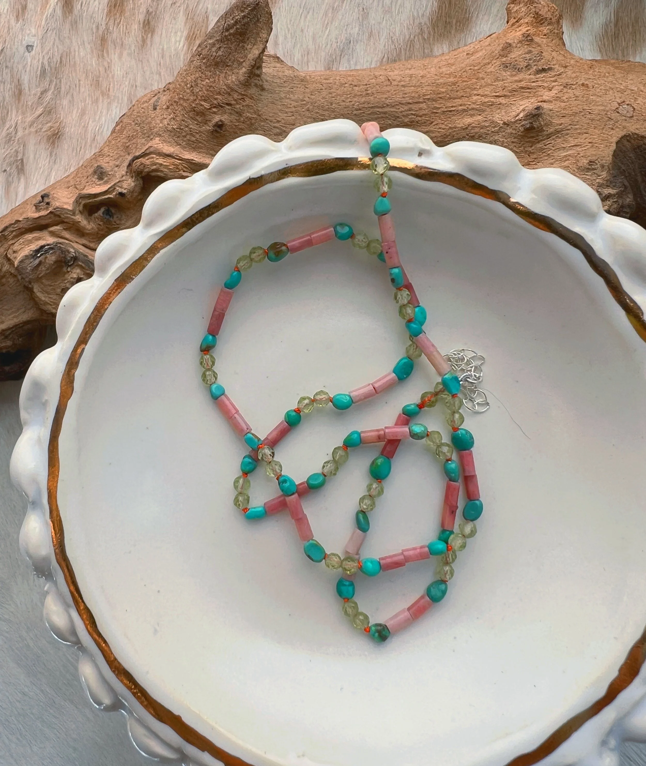 Beaded gemstone necklace