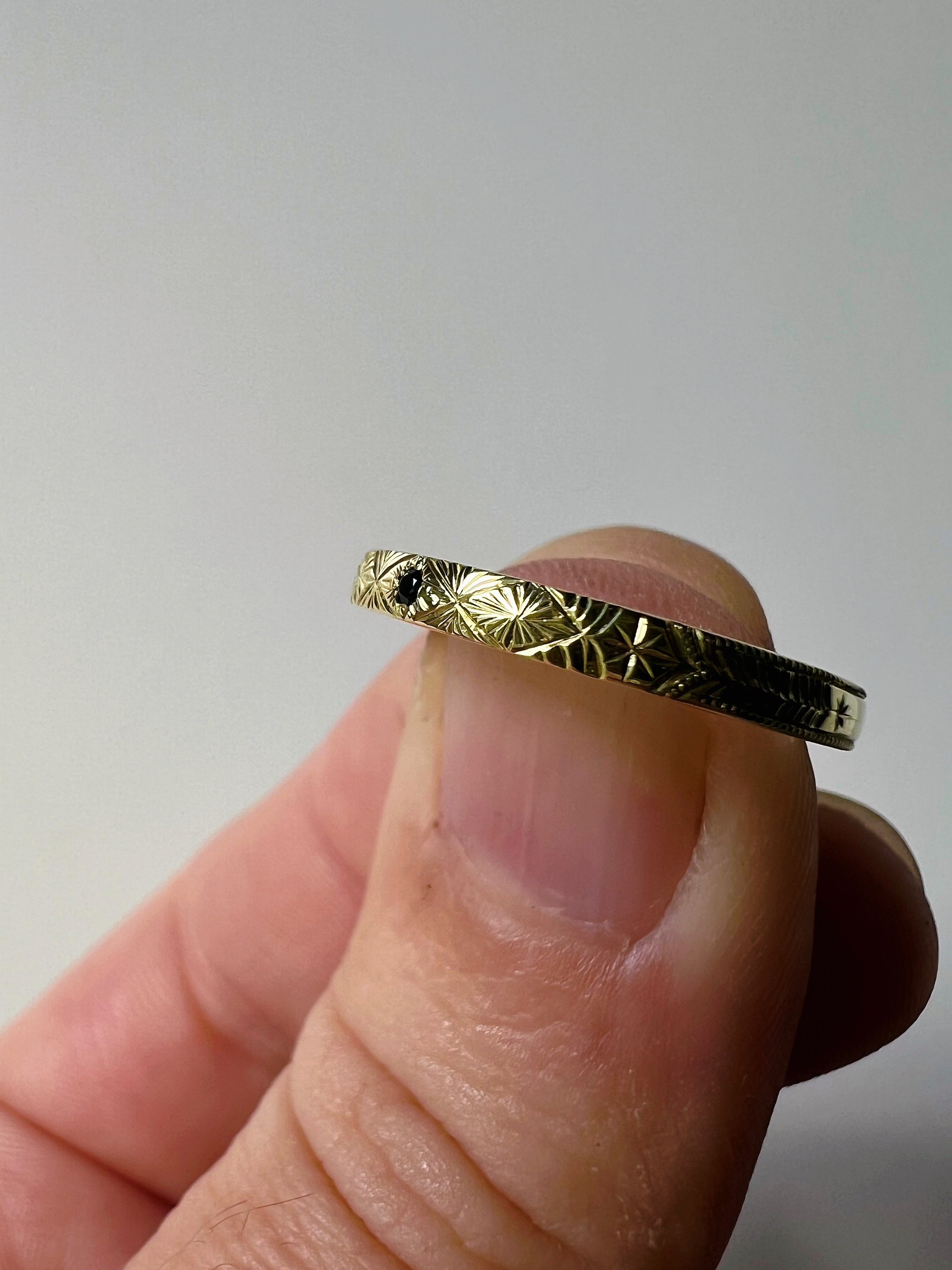 hand engraved onyx ring