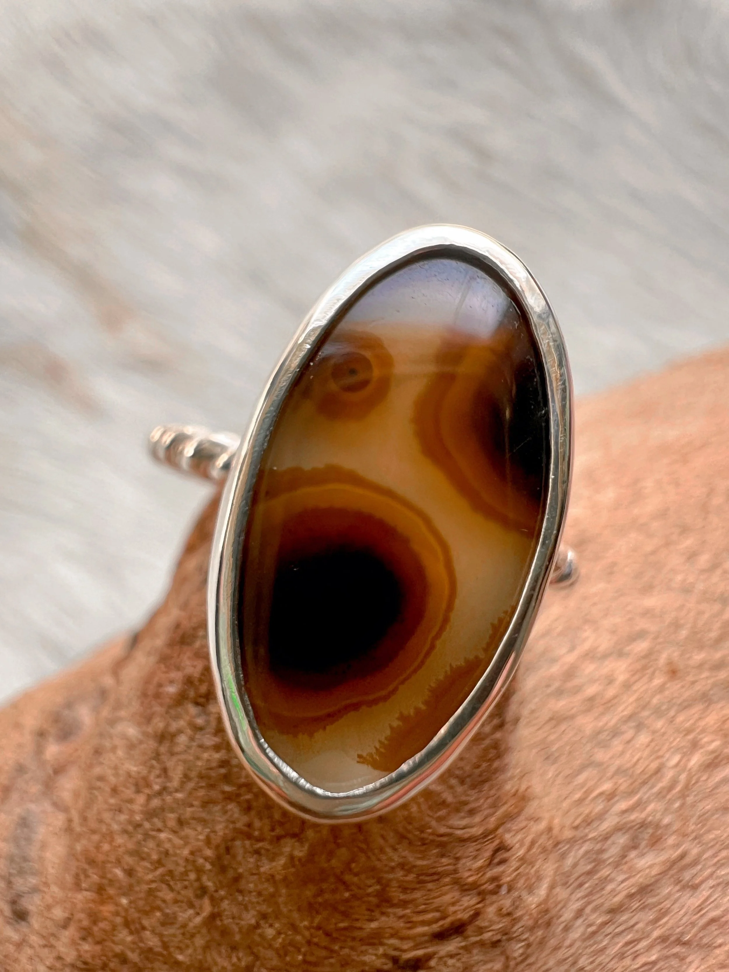 Sterling silver ring with a bezel-set Dendritic Agate