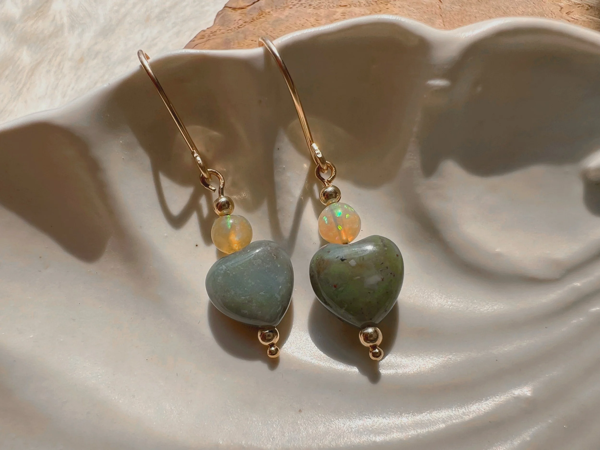 Dangle earrings with colorful gemstone beads on gold filled  hooks