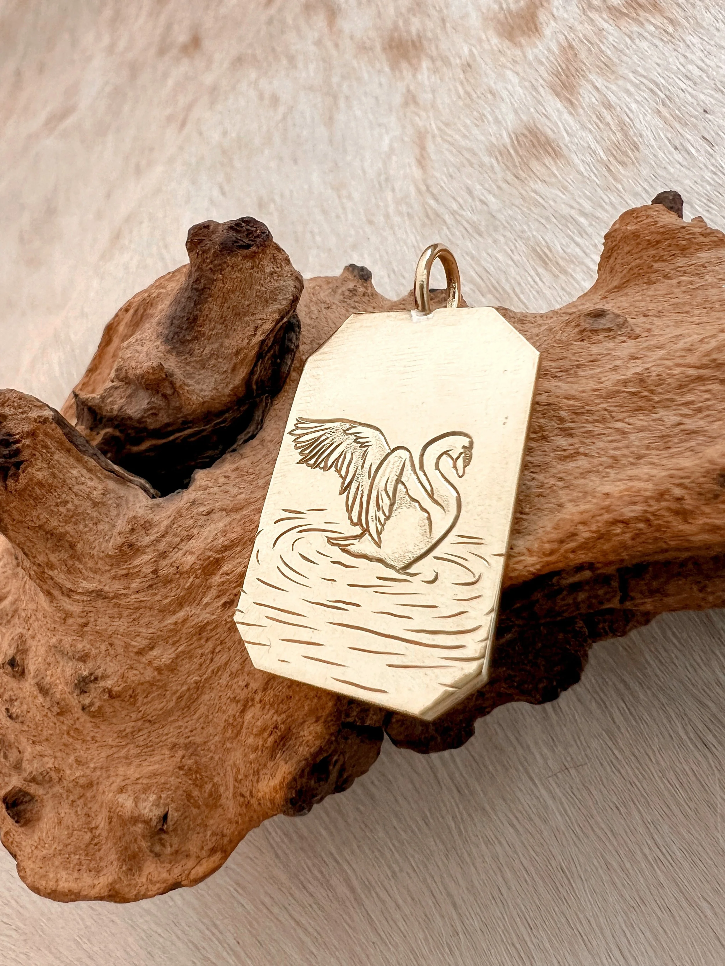 Engraved Swan Pendant
