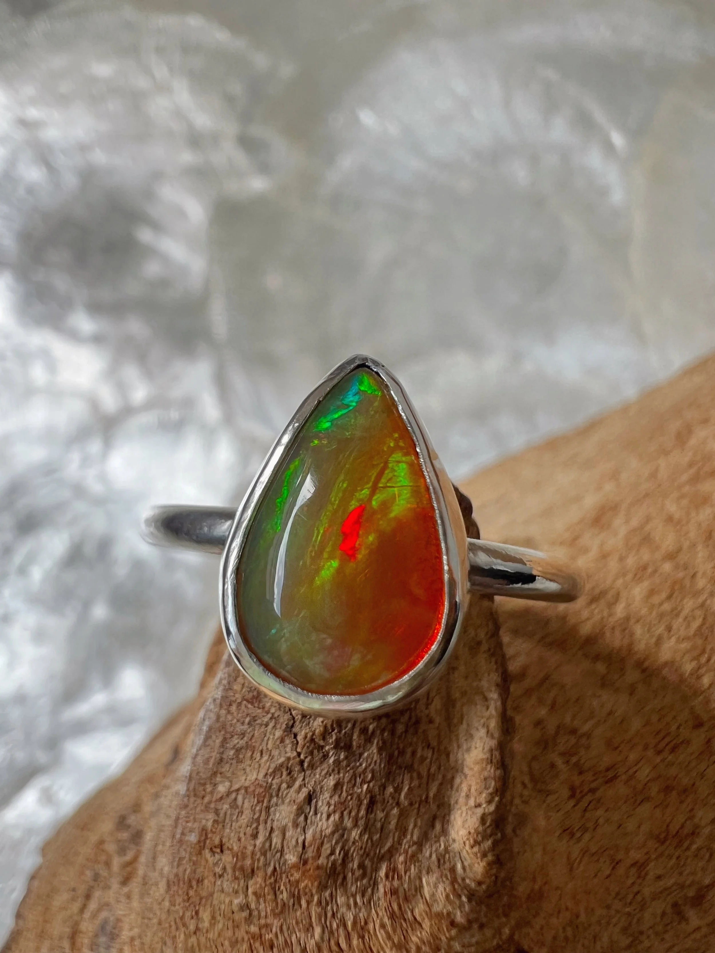 opal and silver ring