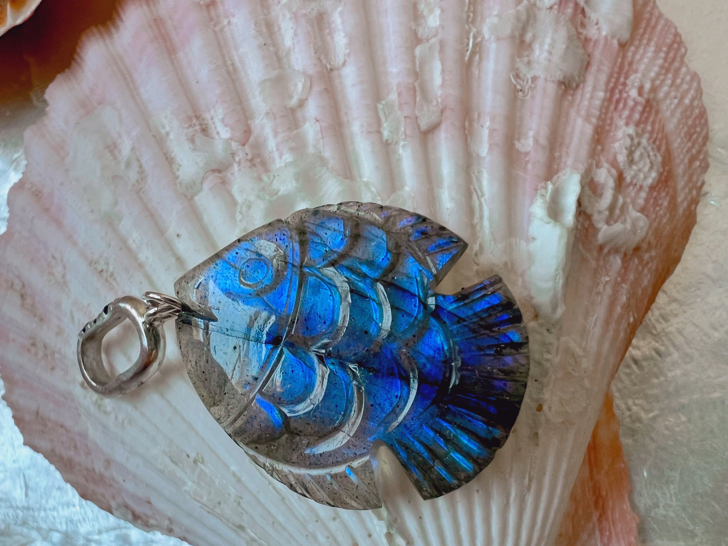 Gemstone fish pendant