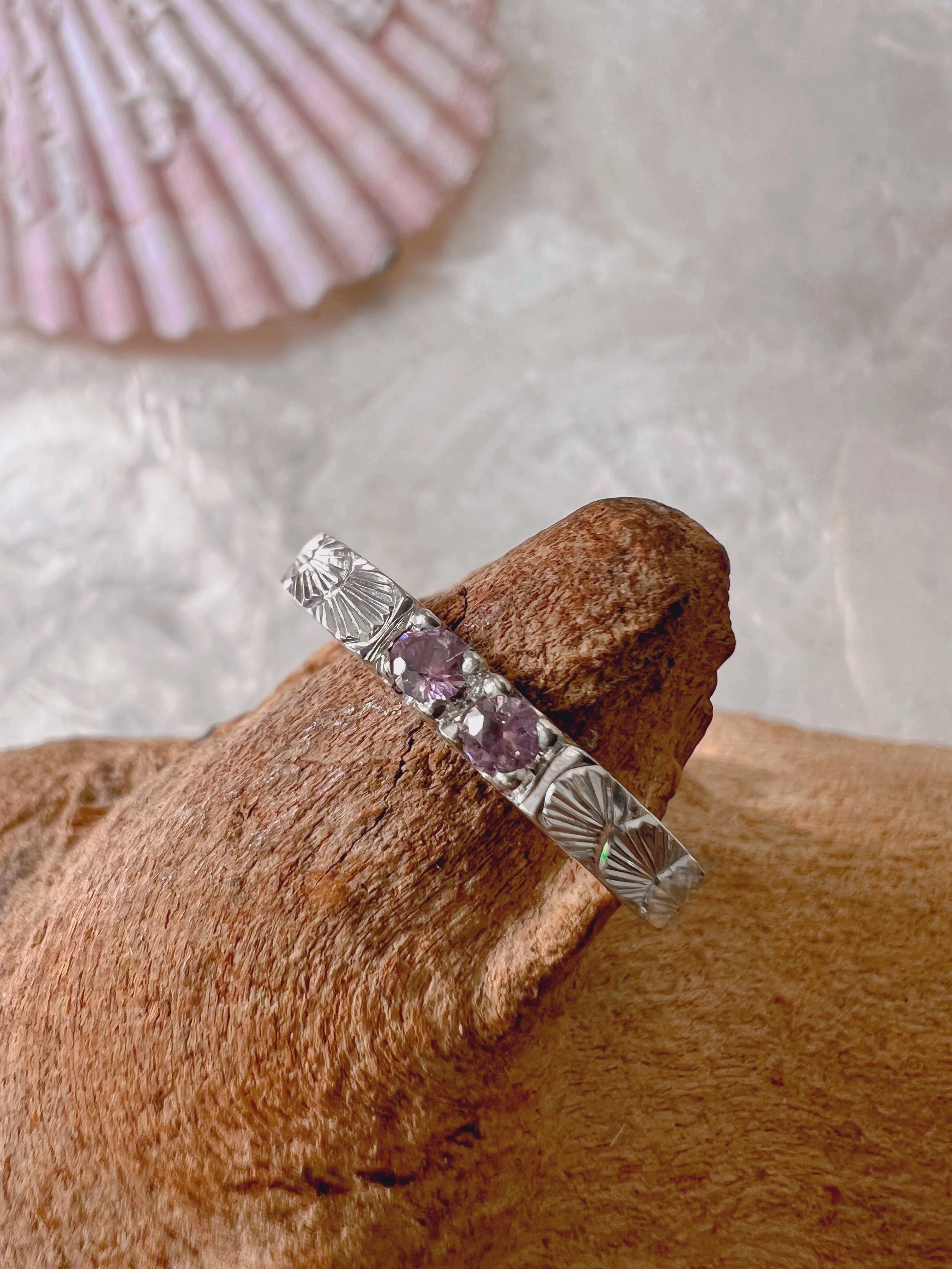 Hand engraved sterling silver ring
