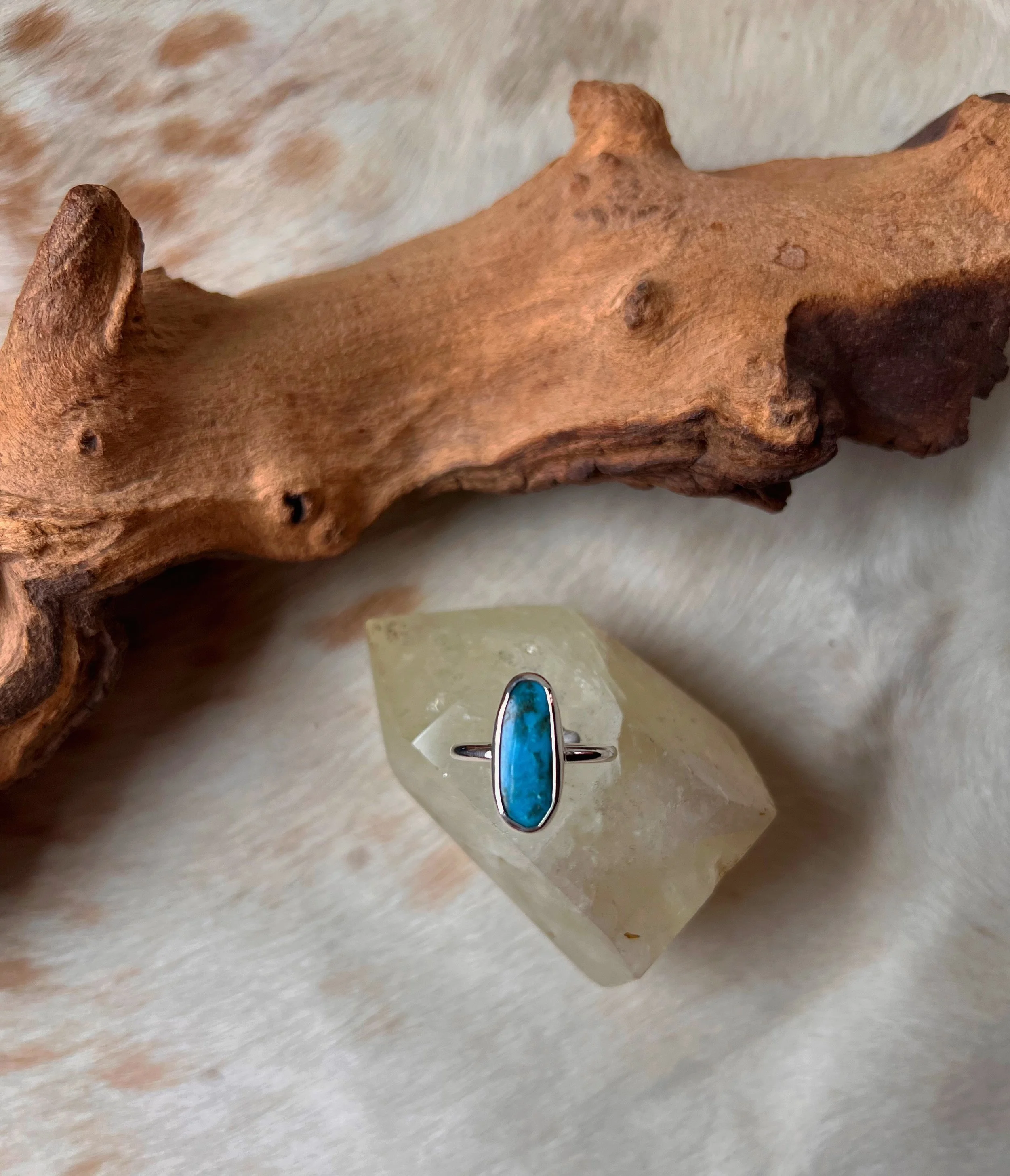 american turquoise stone set in a silver ring