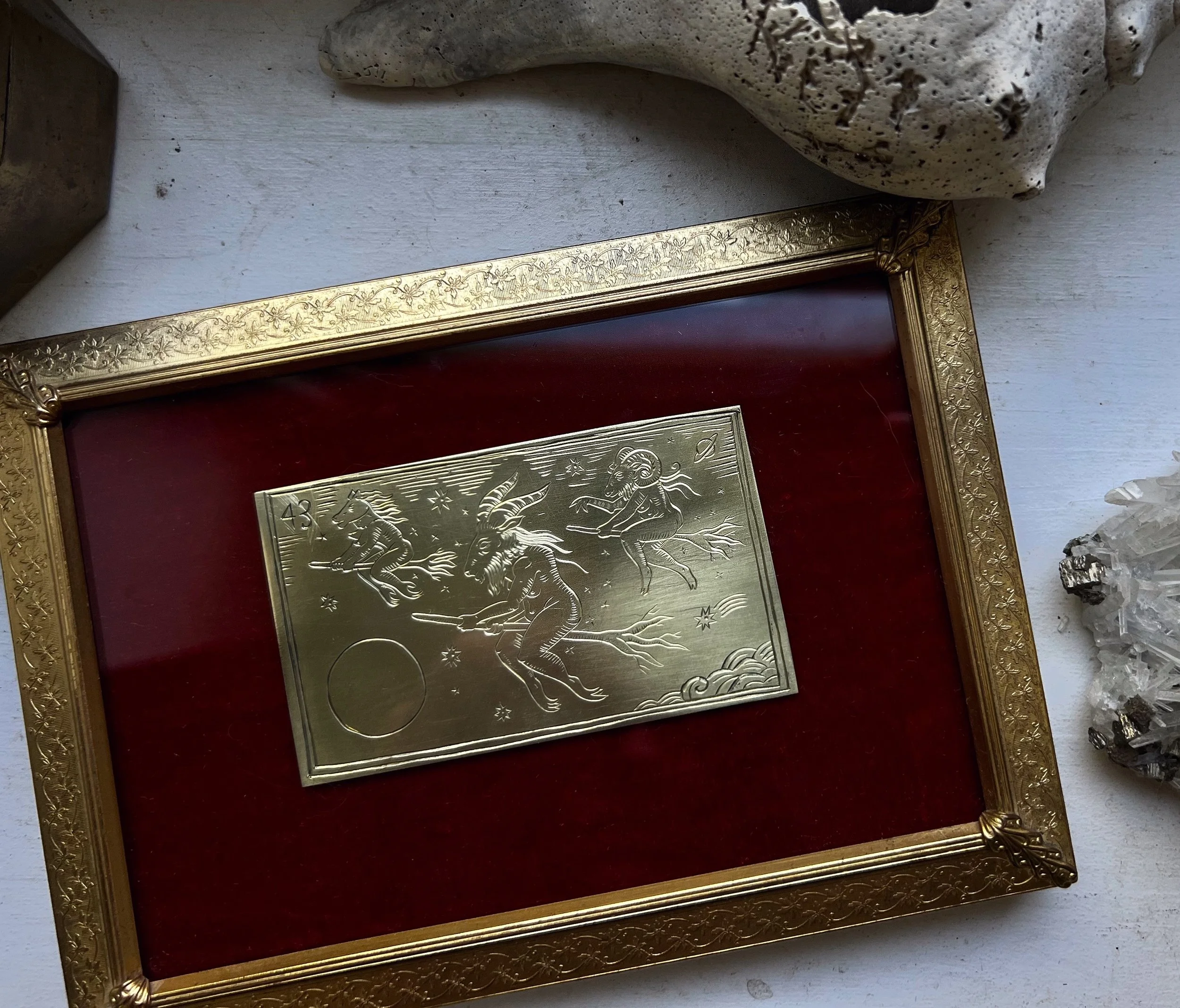 Engraved tarot card