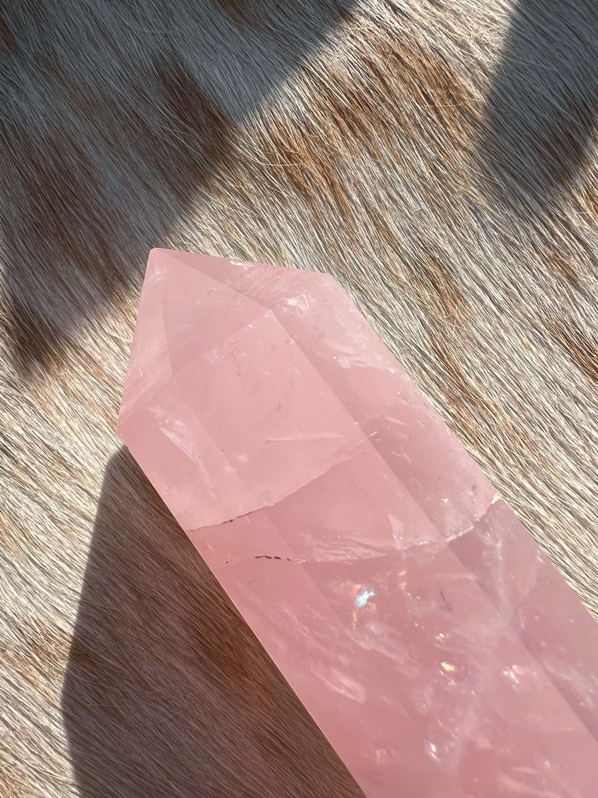 Natural gemstone tower, Rose Quartz