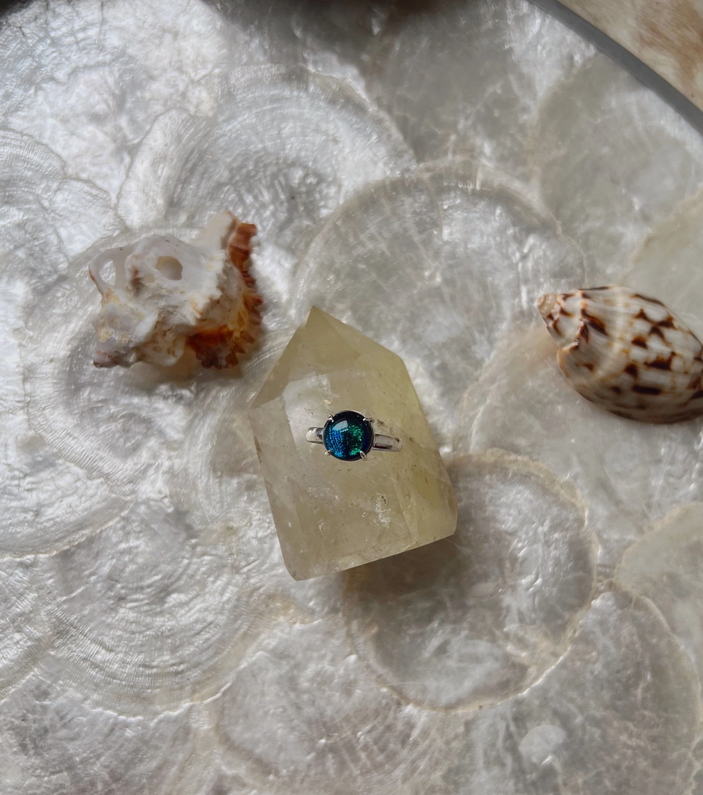 Dichroic glass ring