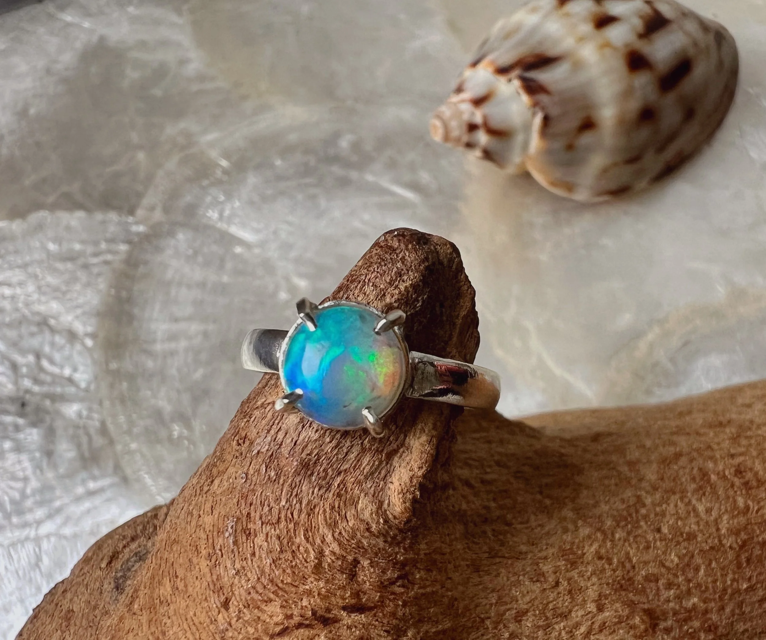 opal & silver ring