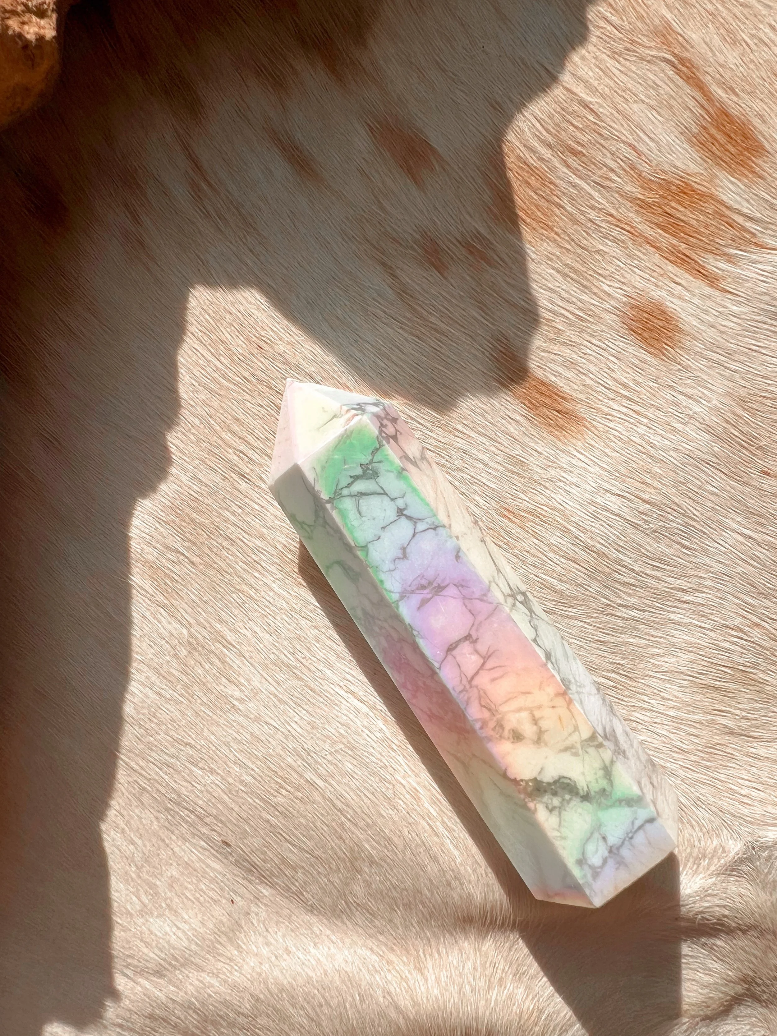 Aura coated Howlite Gemstone Tower