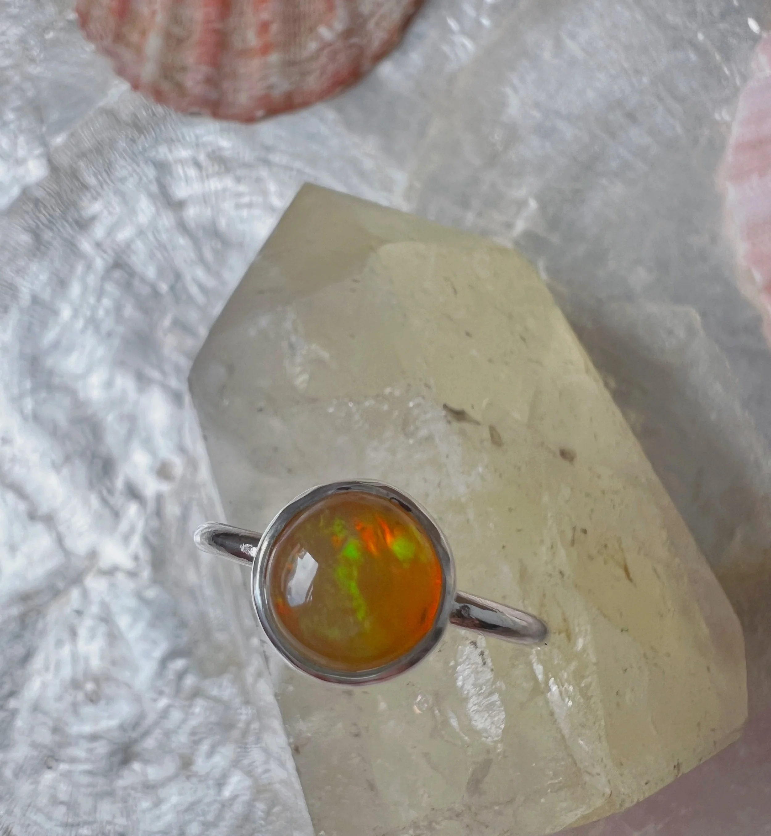 opal and silver ring