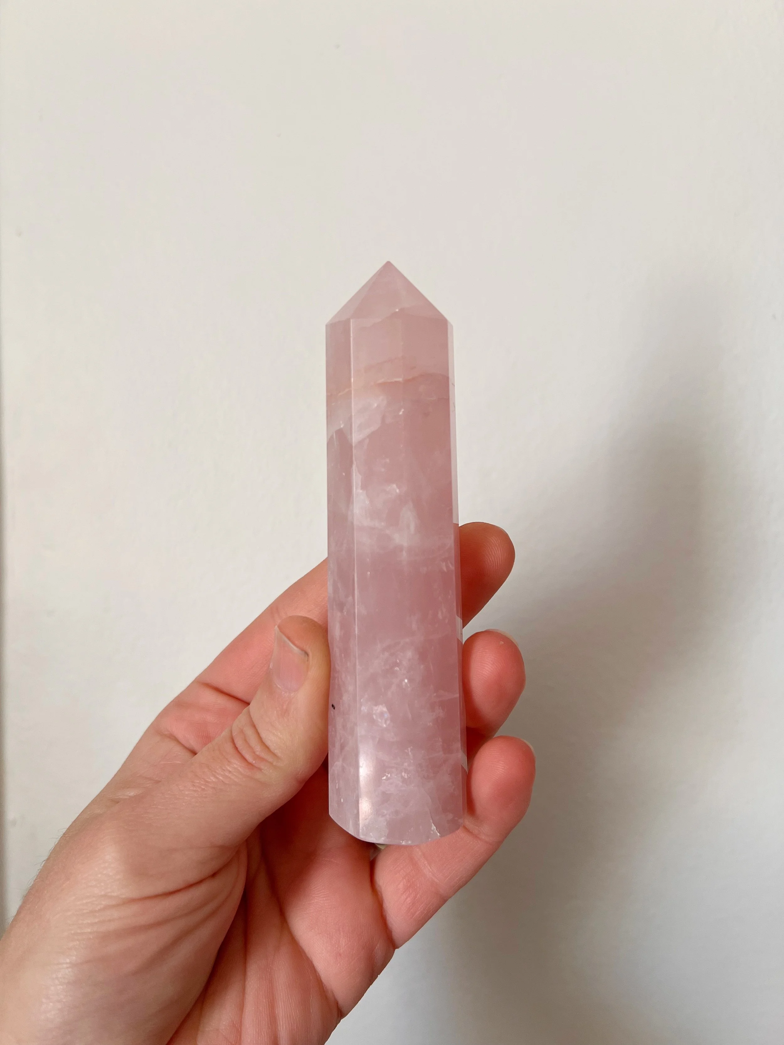 Natural gemstone tower, Rose Quartz