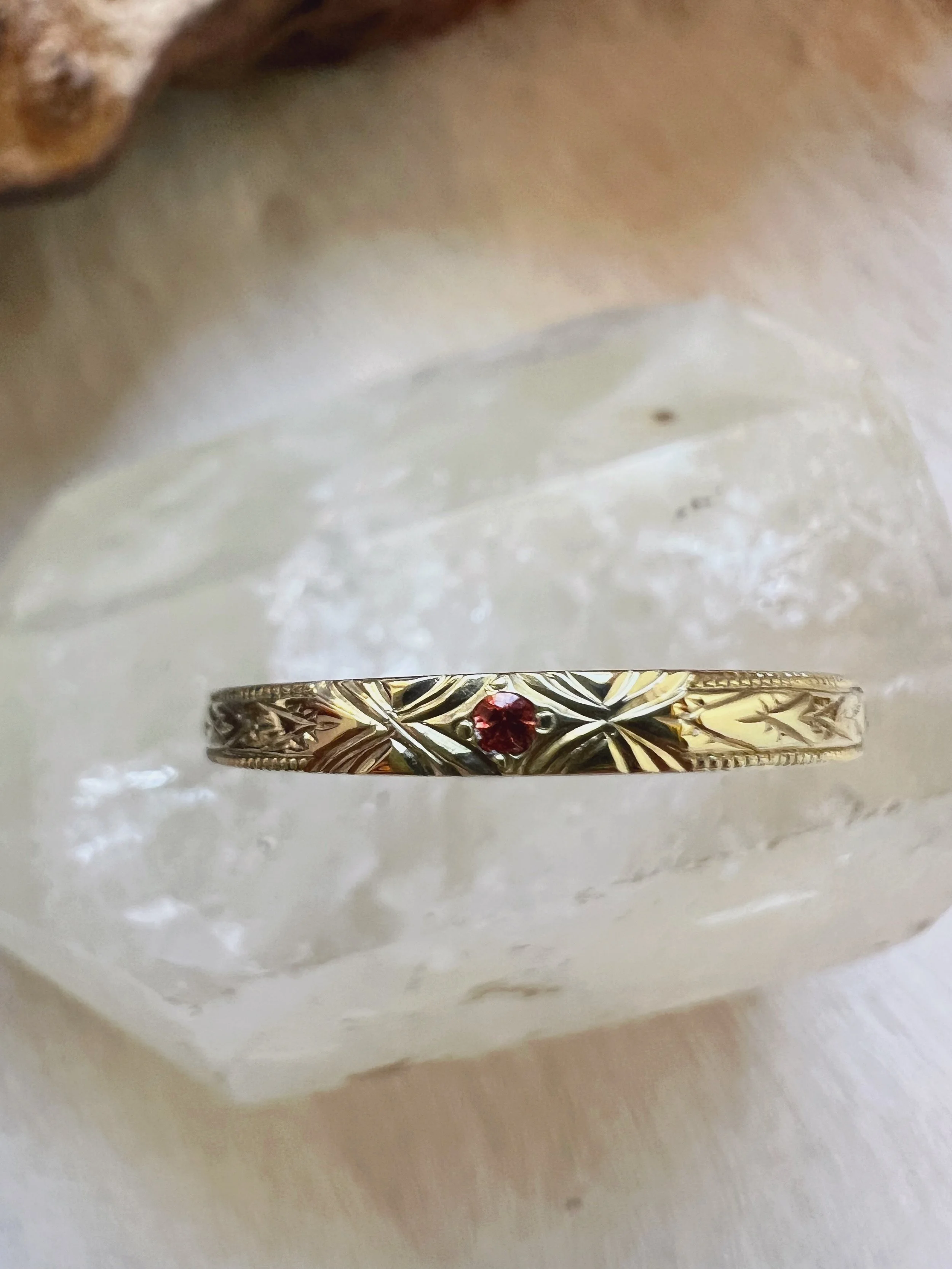 Engraved Sapphire Band