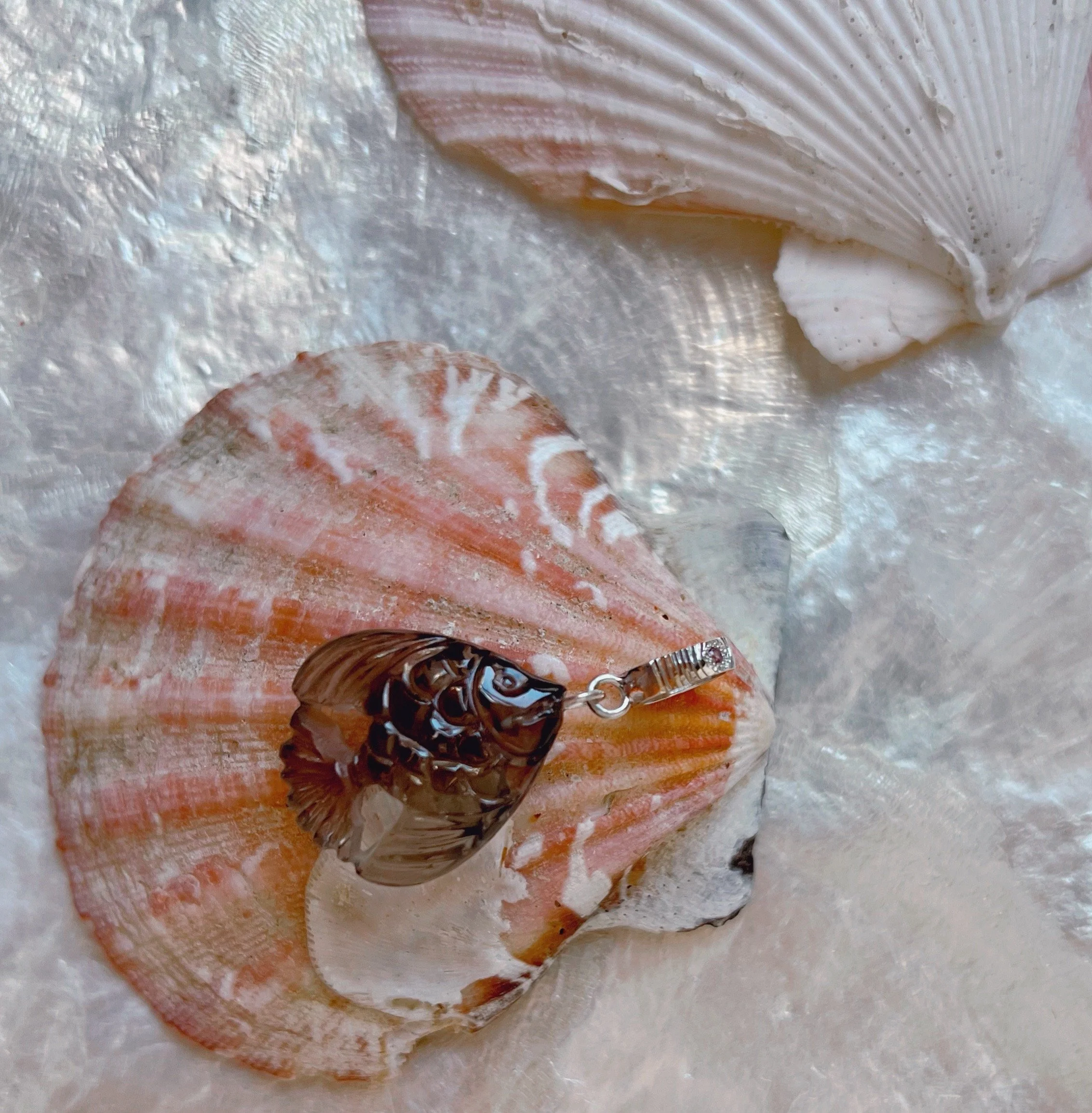 gemstone fish pendant