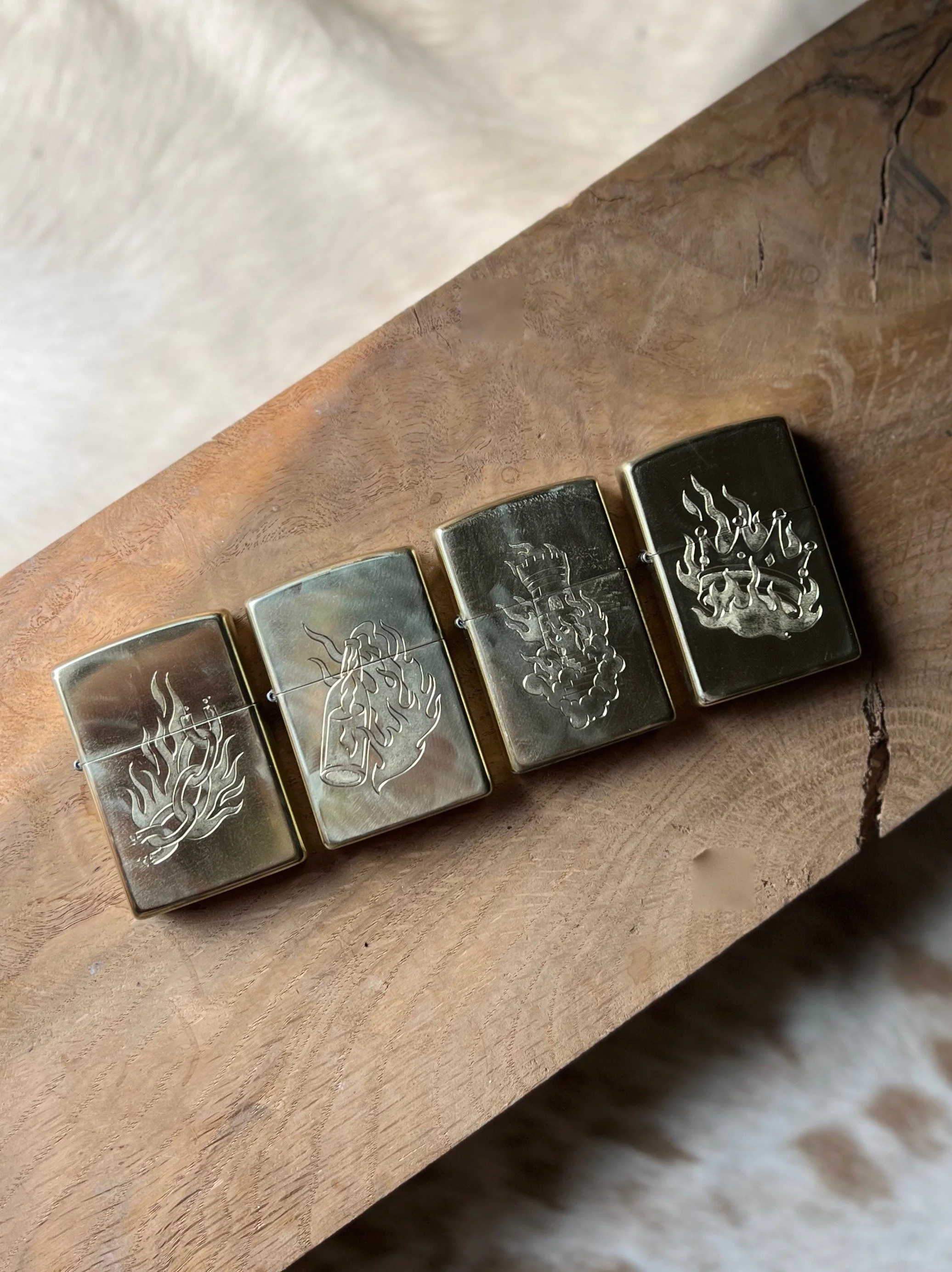 Hand engraved brass Zippo lighter, your choice of 4 images