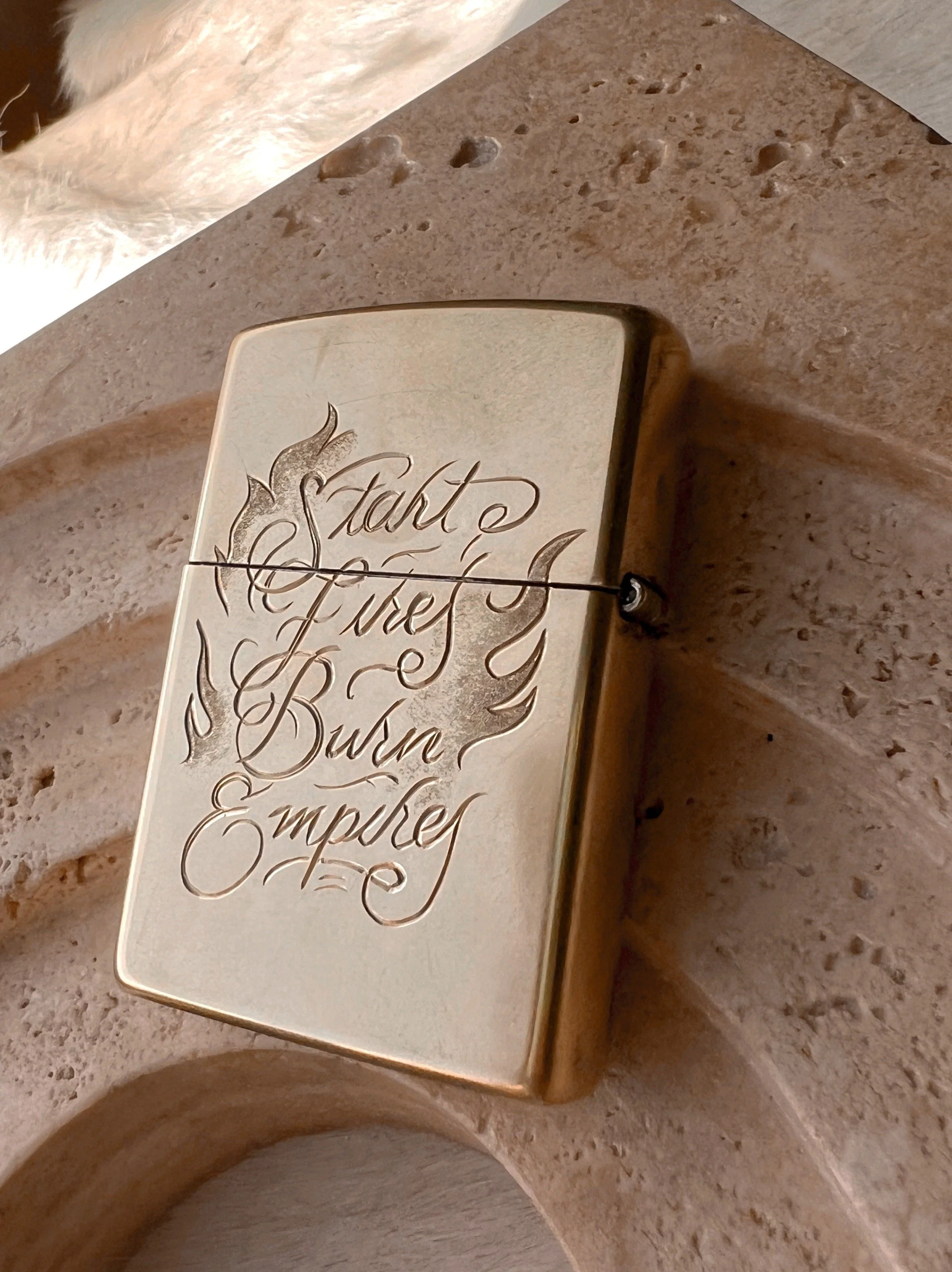 Hand engraved brass Zippo lighter, your choice of 4 images