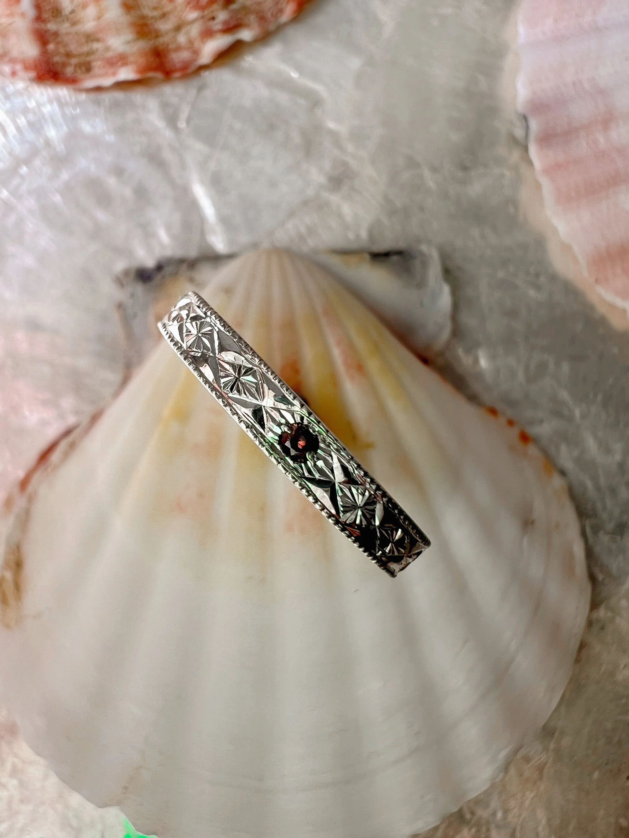 Engraved Sapphire Ring