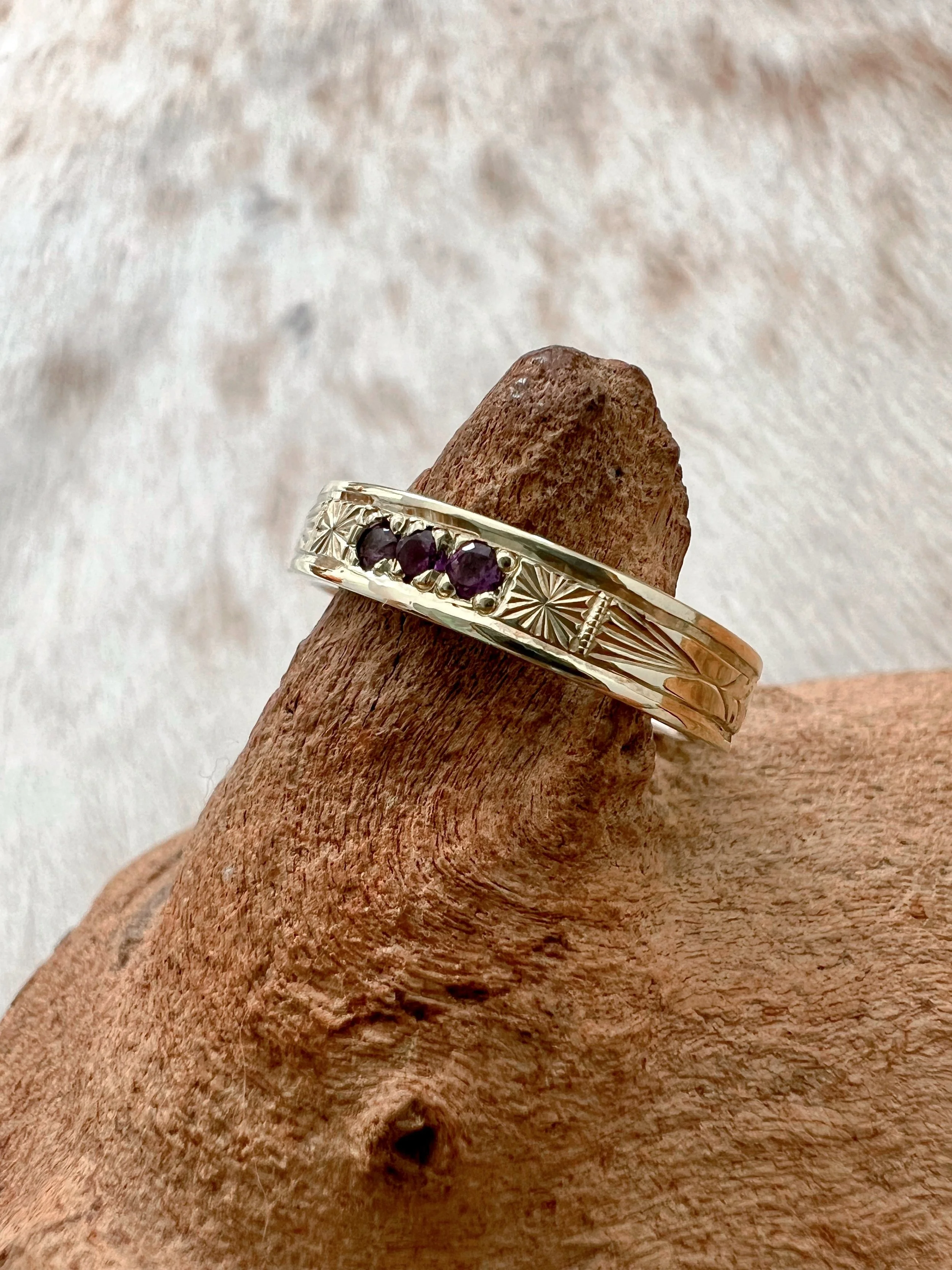 Engraved Amethyst Band
