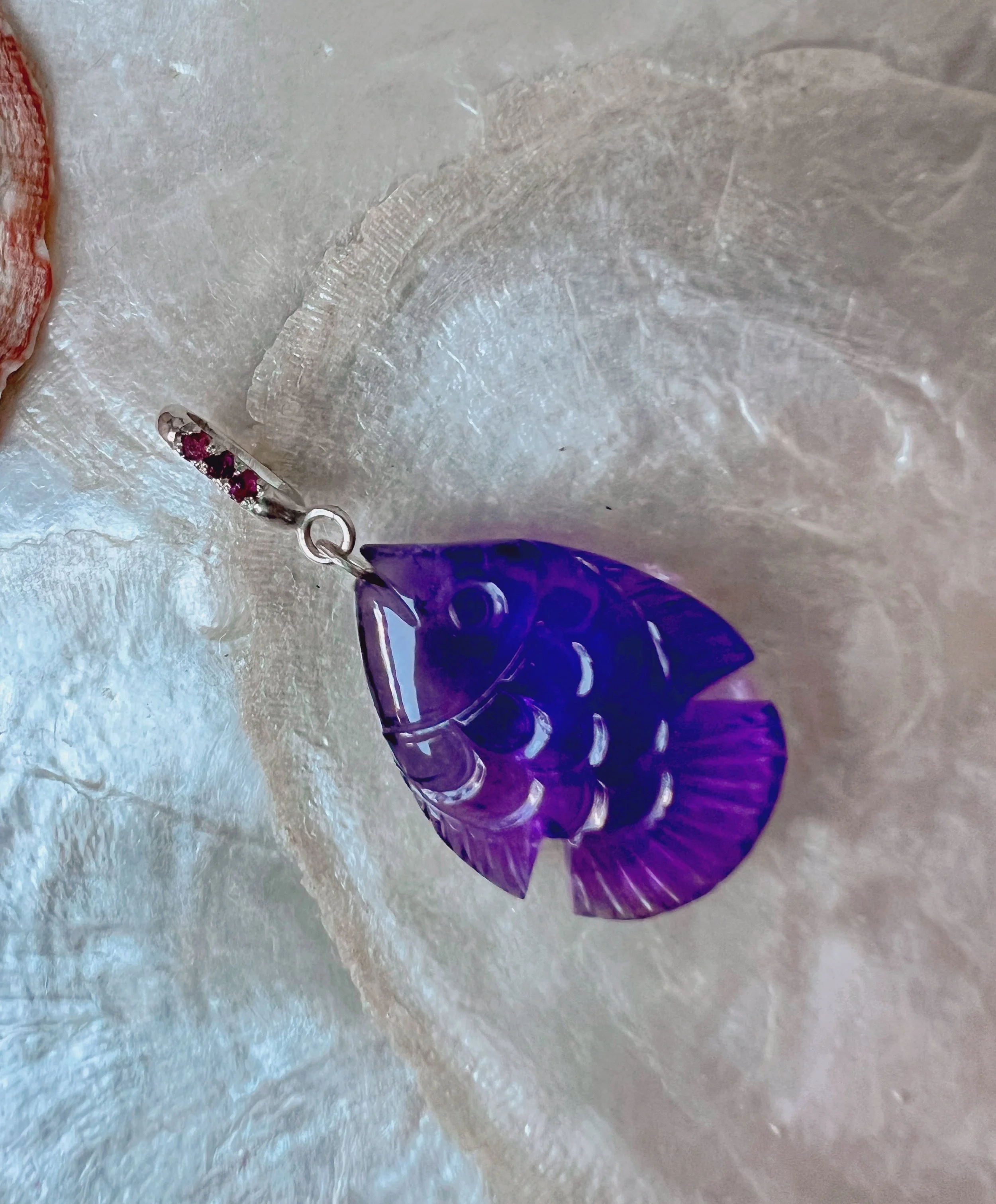 Gemstone fish pendant