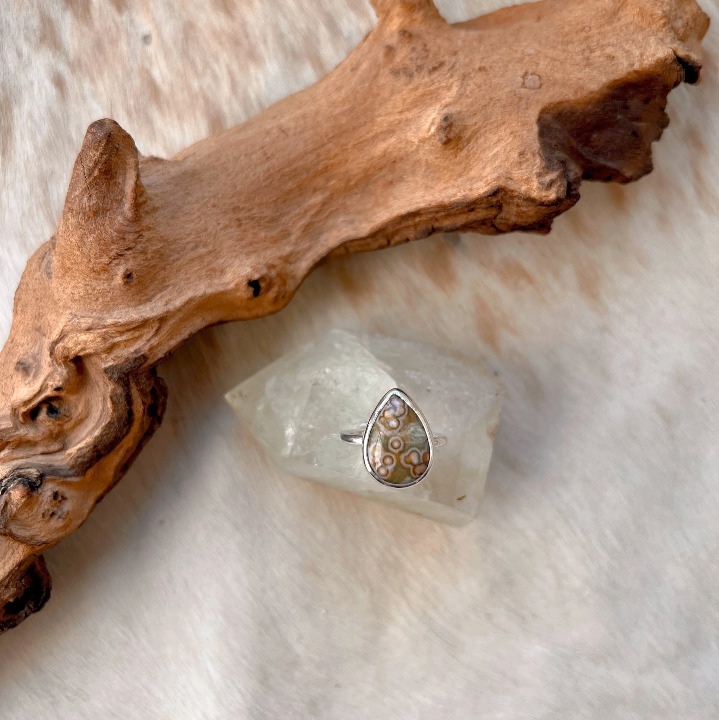 Ocean jasper & silver ring