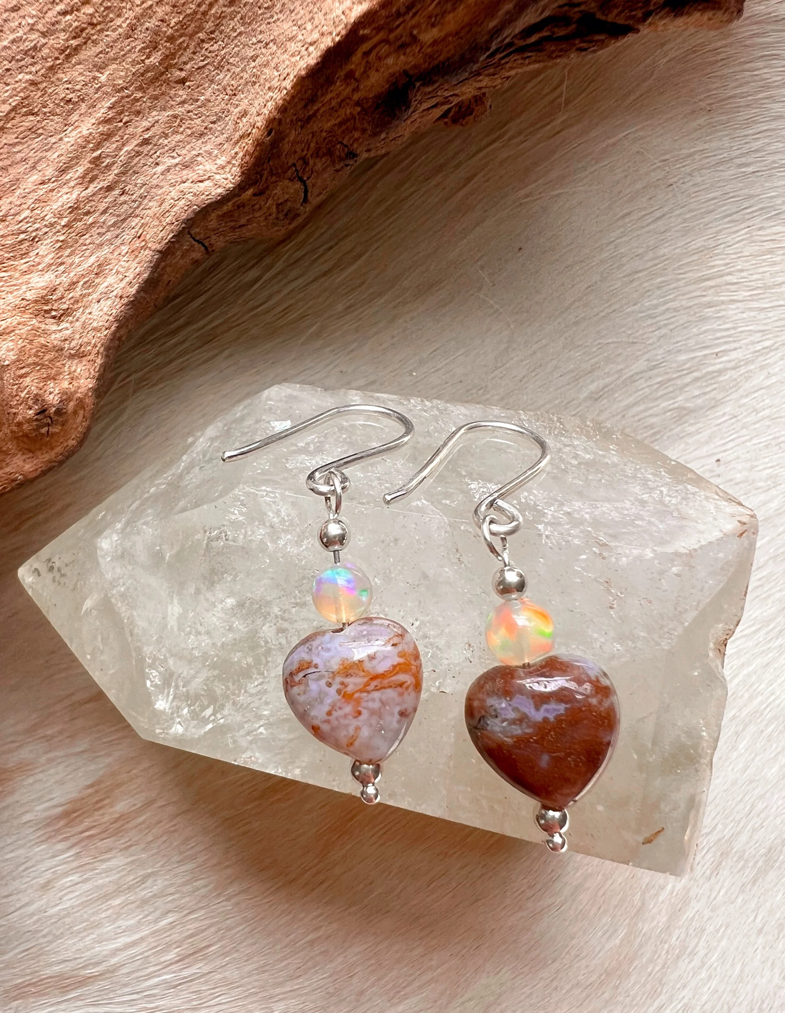 Dangle earrings with colorful gemstone beads on gold filled  hooks