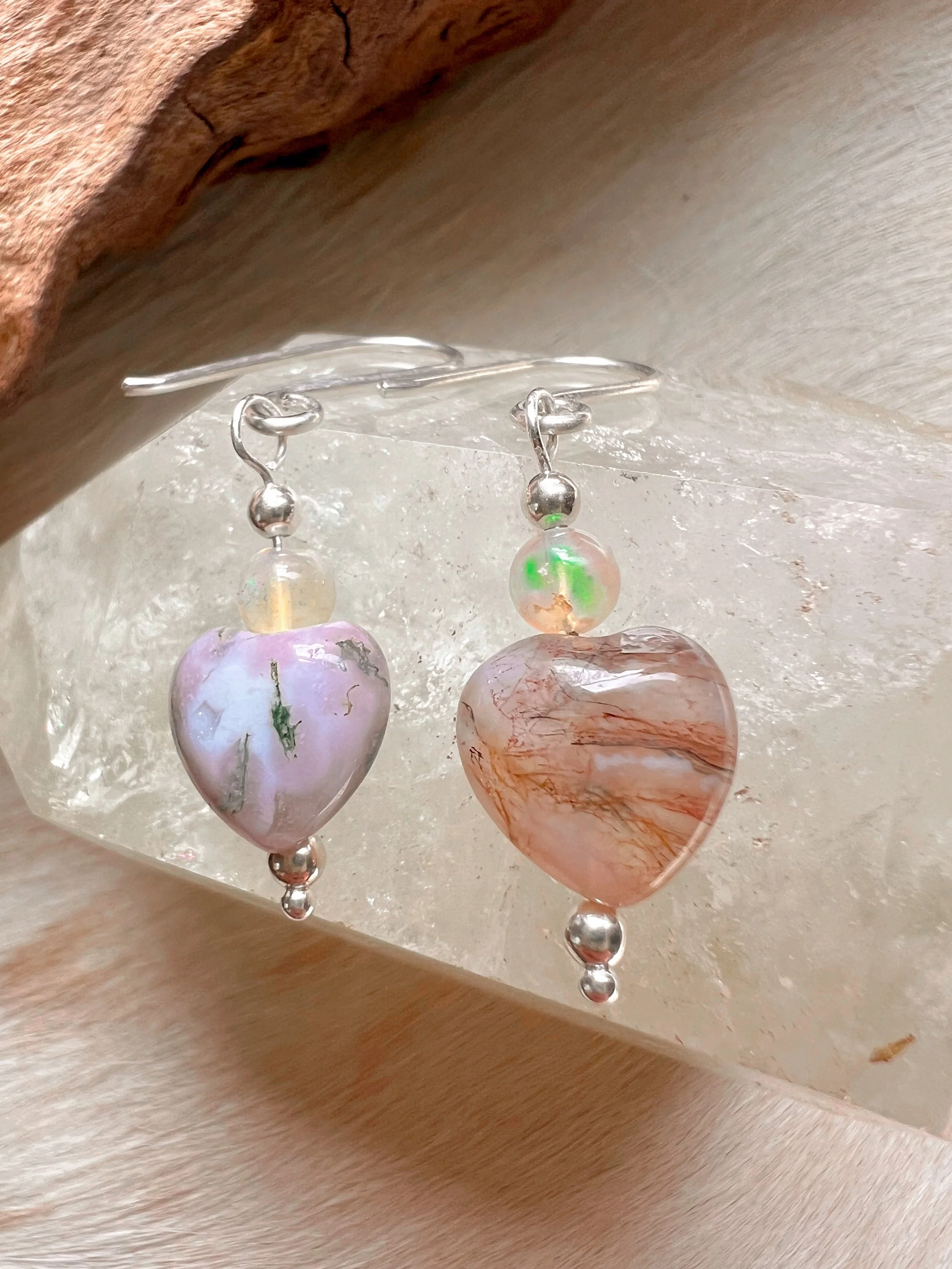 Dangle earrings with colorful gemstone beads on gold filled  hooks