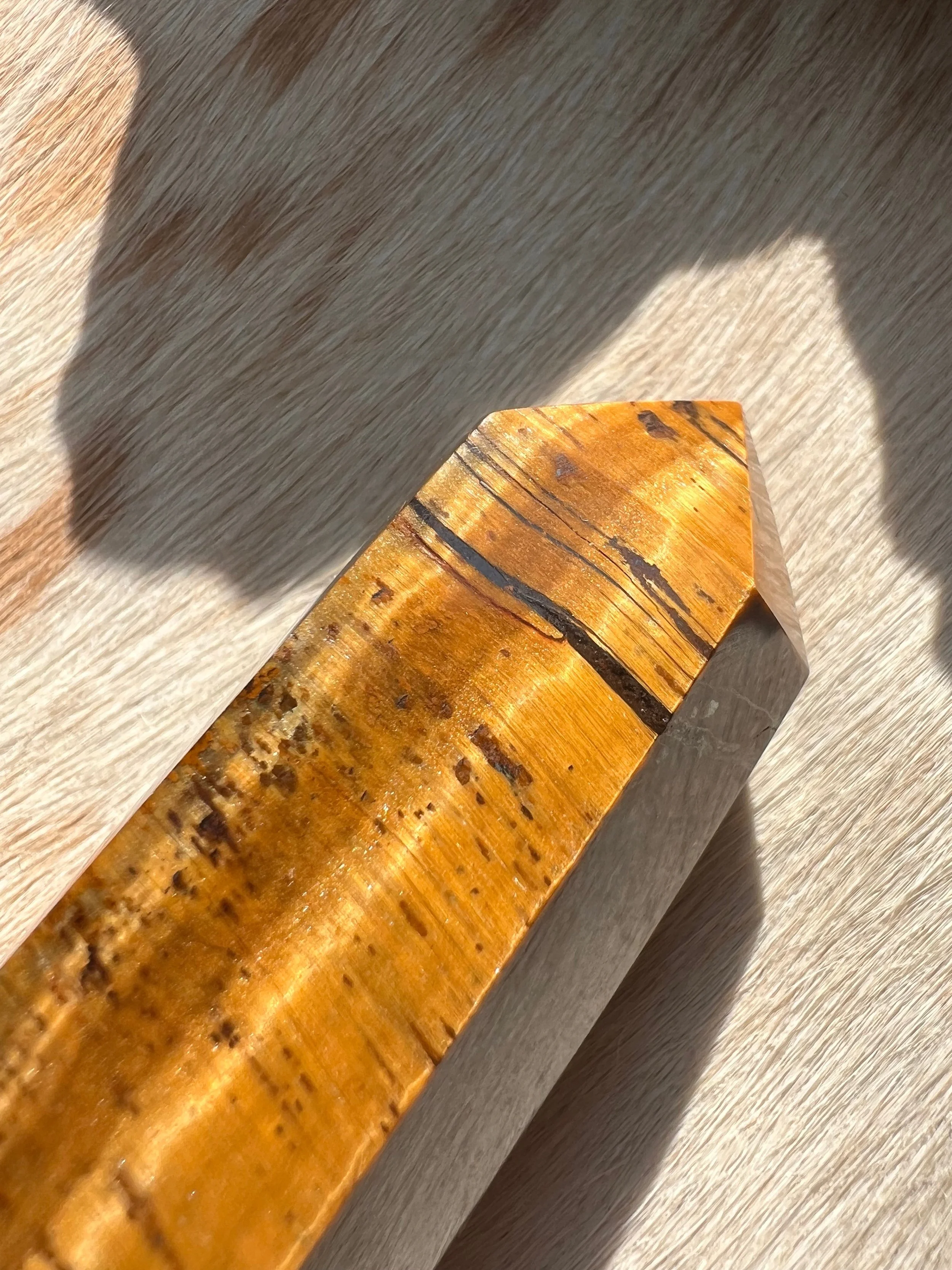 Natural gemstone tower, Tigers Eye