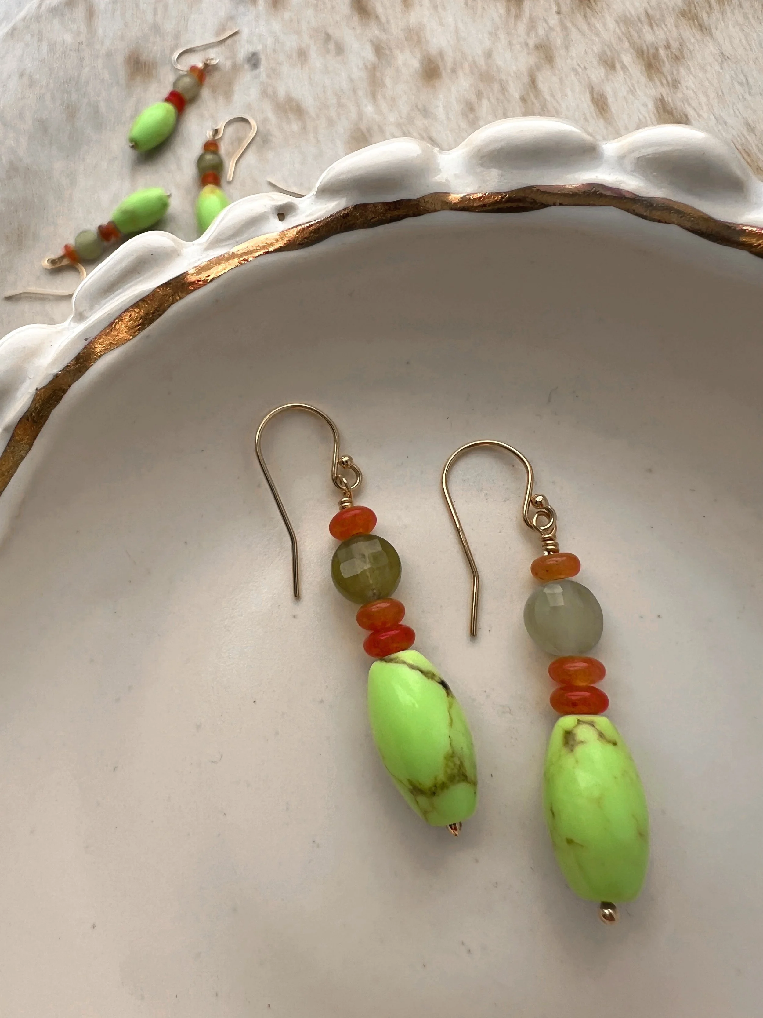 natural gemstone dangle earrings