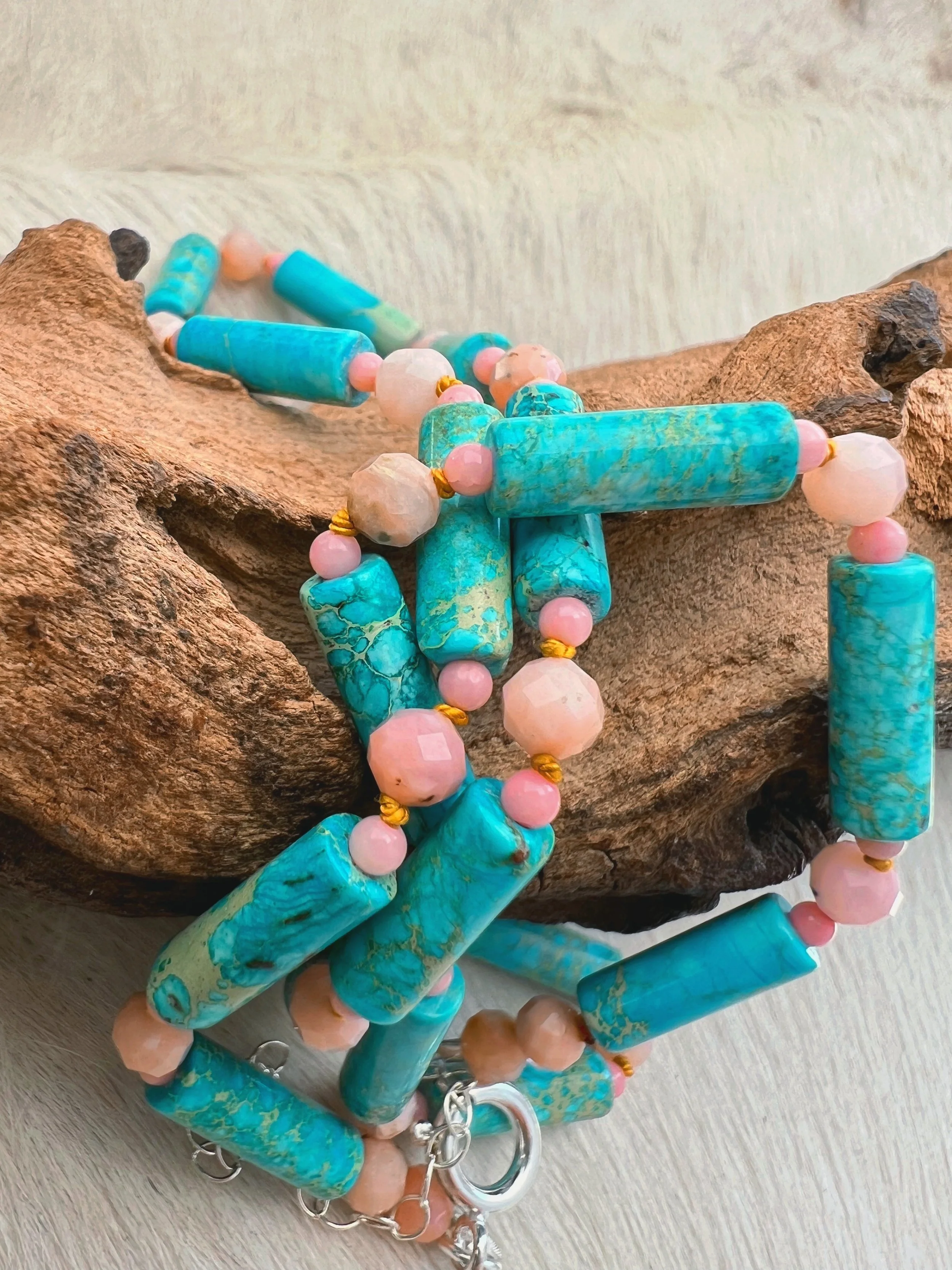 Beaded gemstone necklace