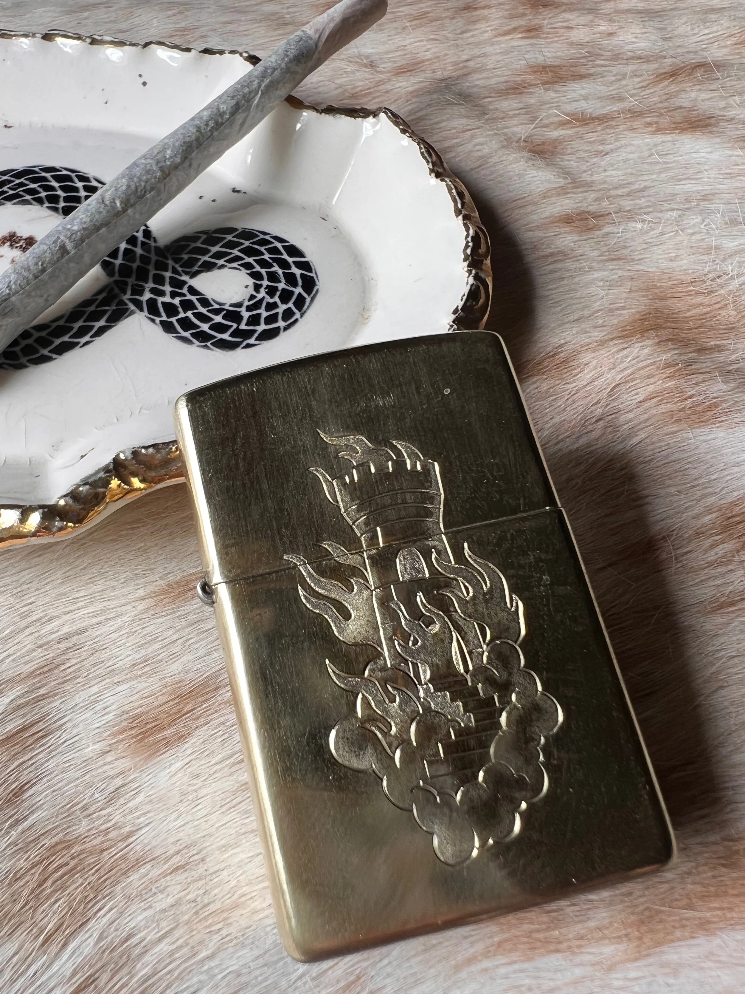 Hand engraved brass Zippo lighter, your choice of 4 images