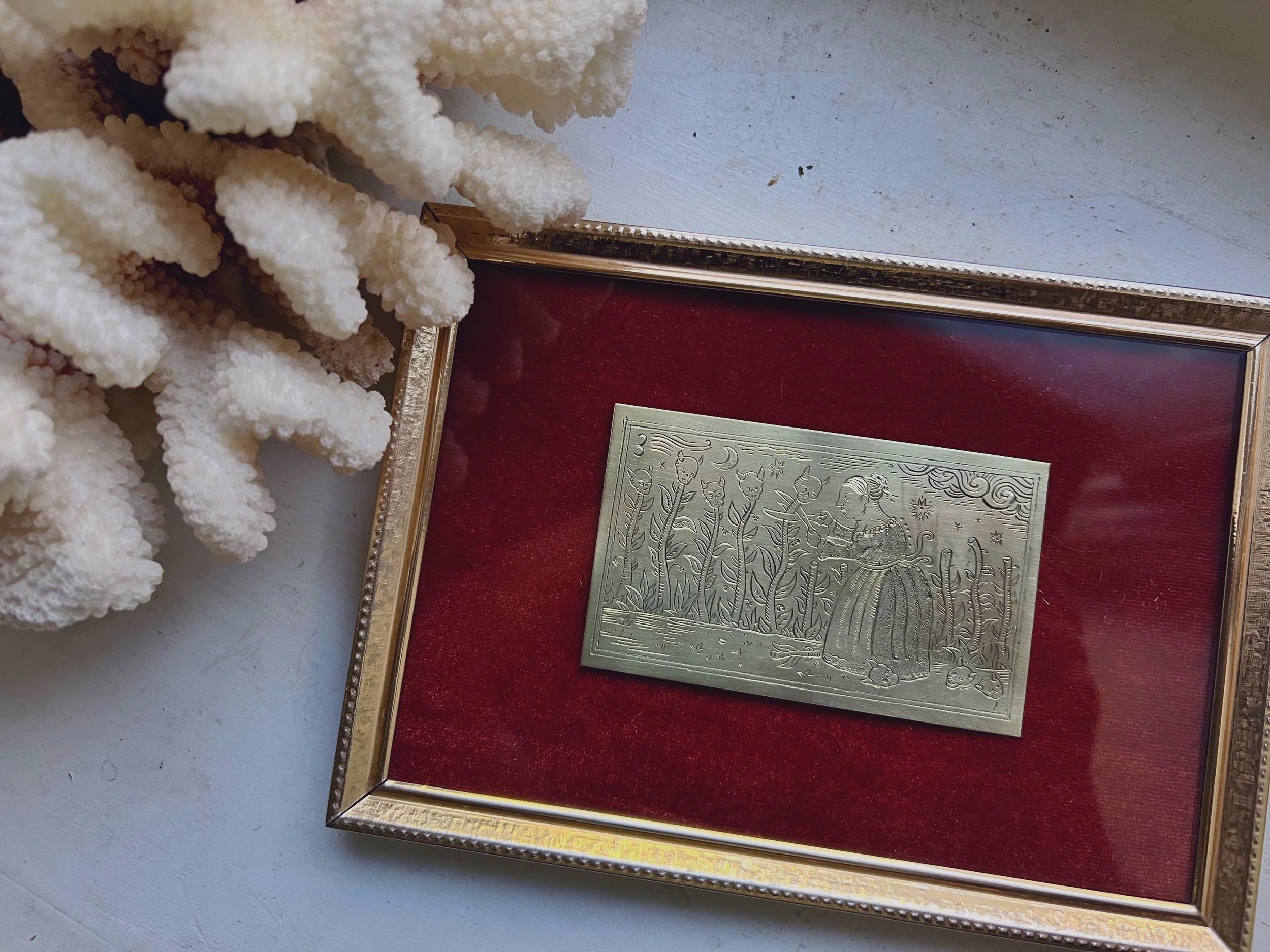Engraved tarot card