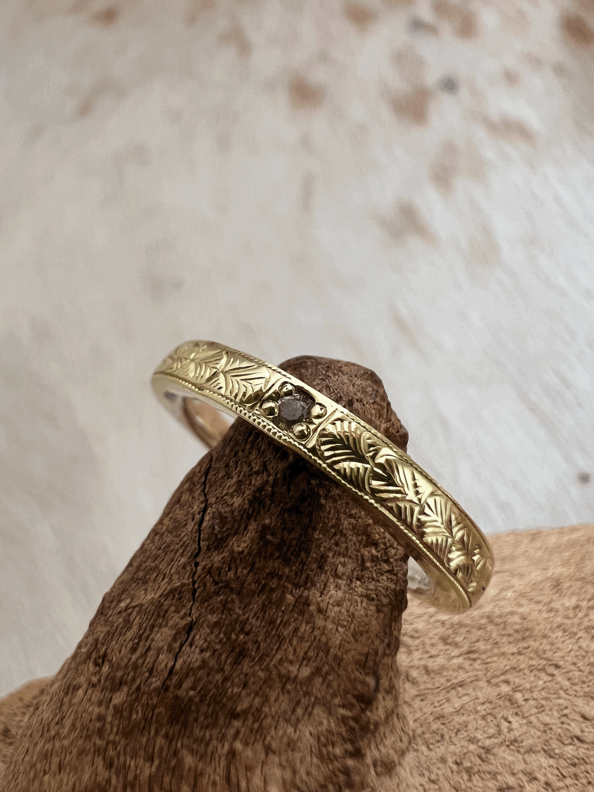 hand engraved sapphire ring