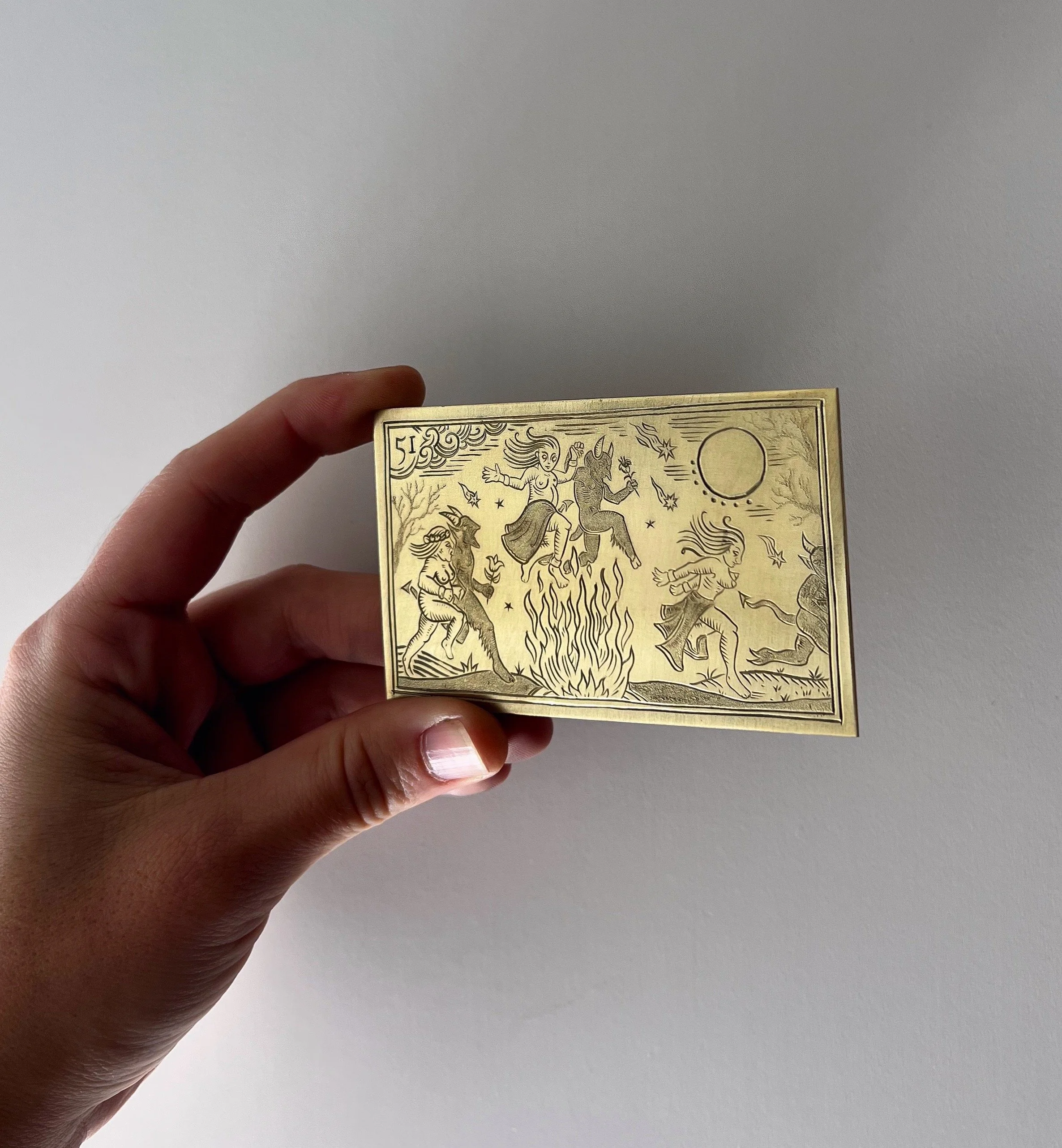Engraved tarot card