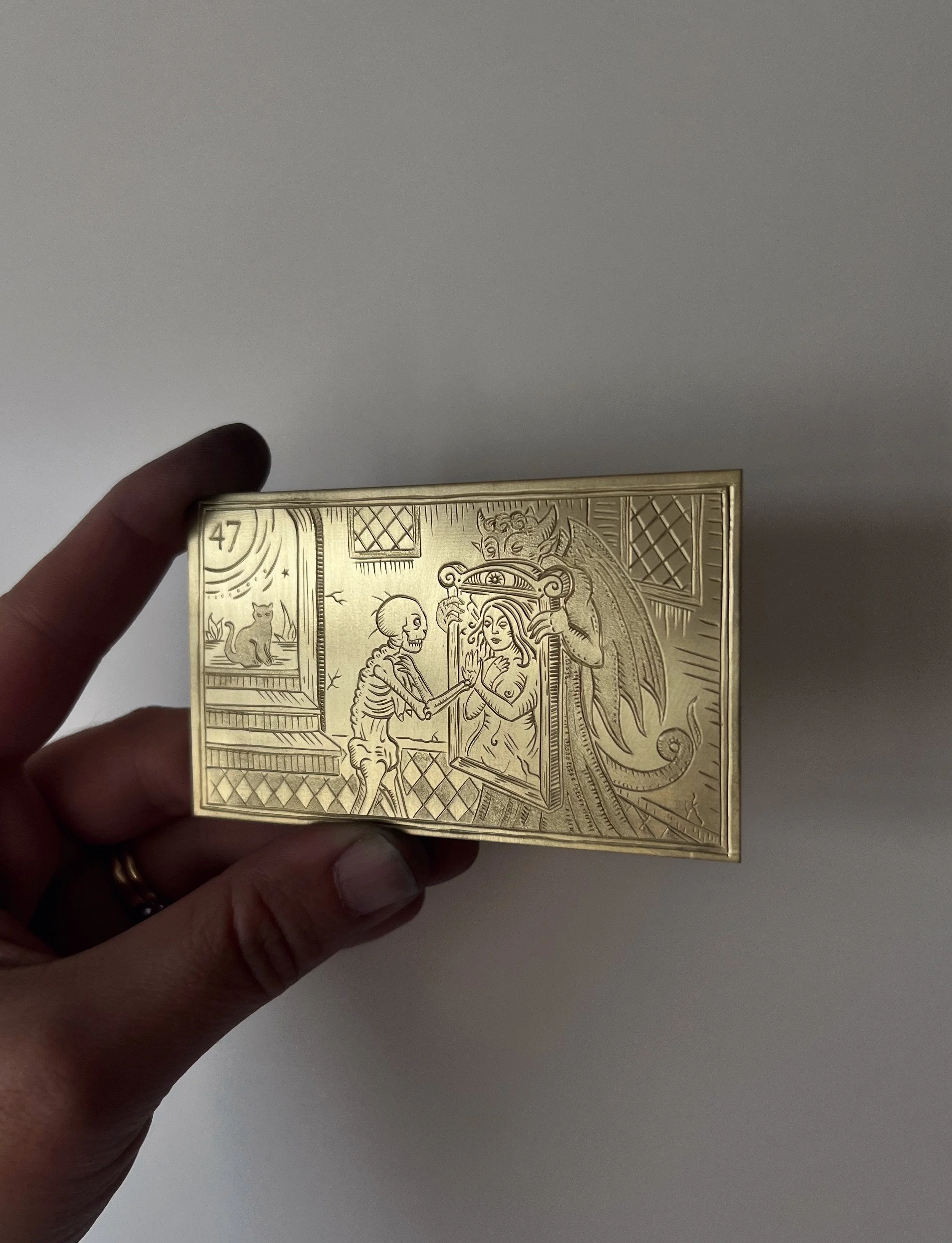 Engraved tarot card