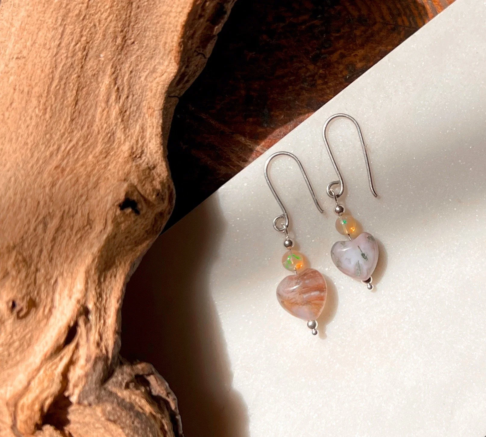 Dangle earrings with colorful gemstone beads on gold filled  hooks