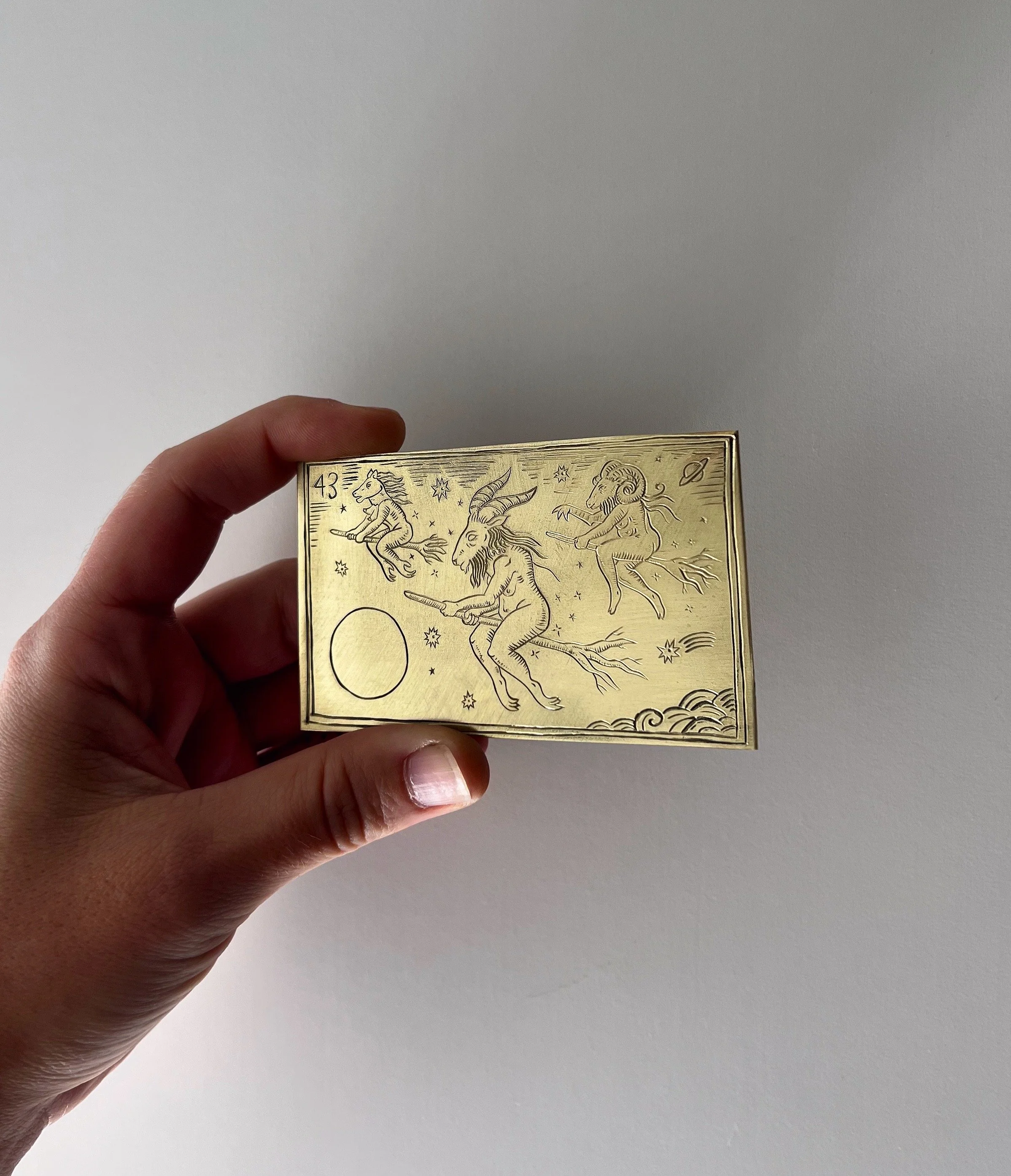 Engraved tarot card