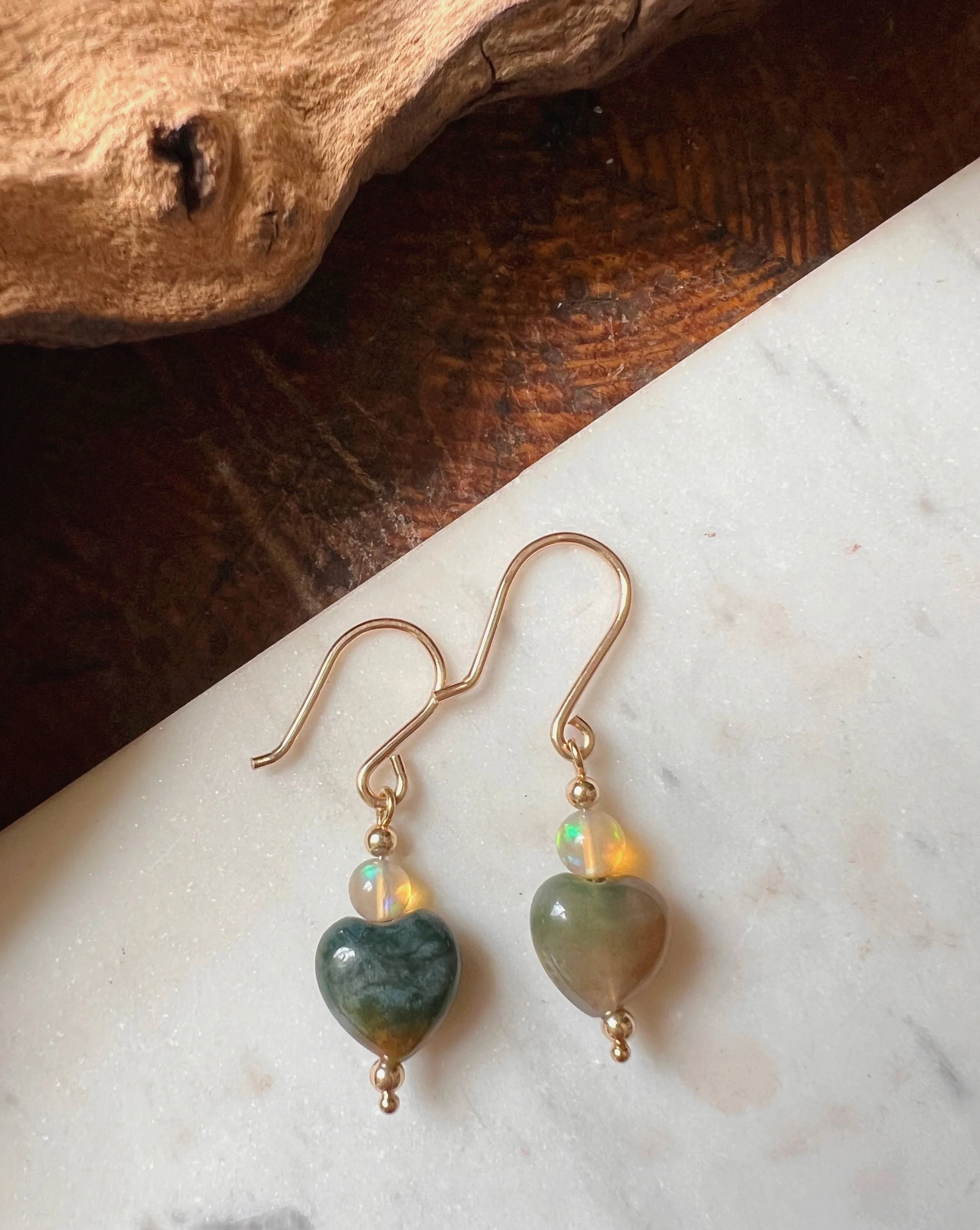 Dangle earrings with colorful gemstone beads on gold filled  hooks