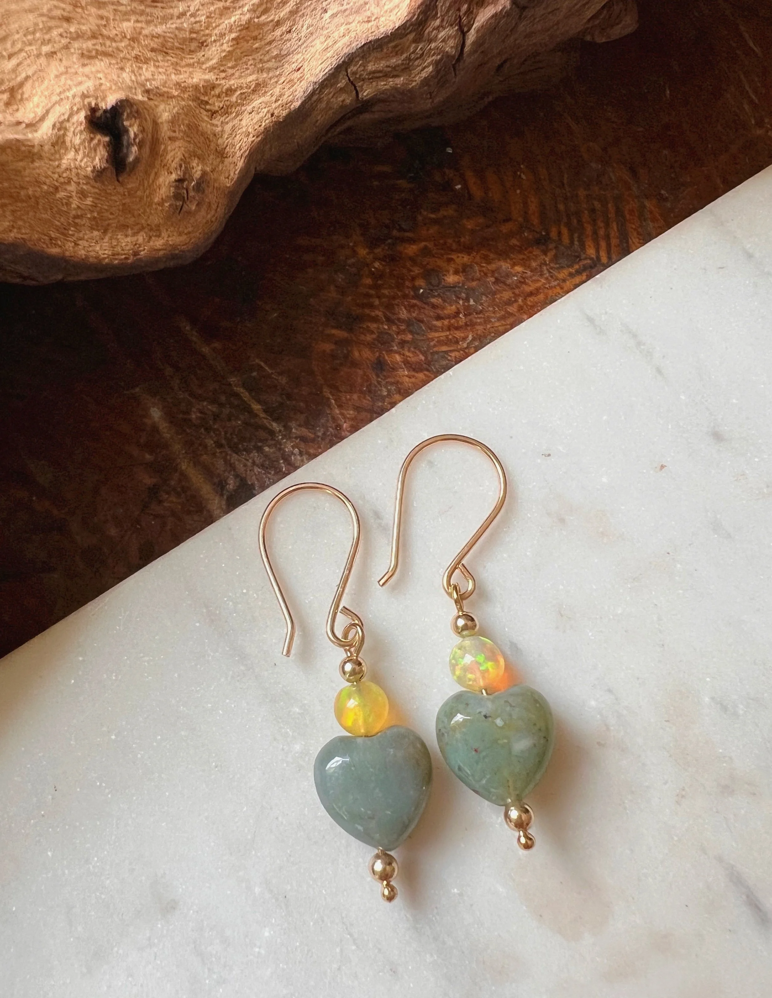 Dangle earrings with colorful gemstone beads on gold filled  hooks