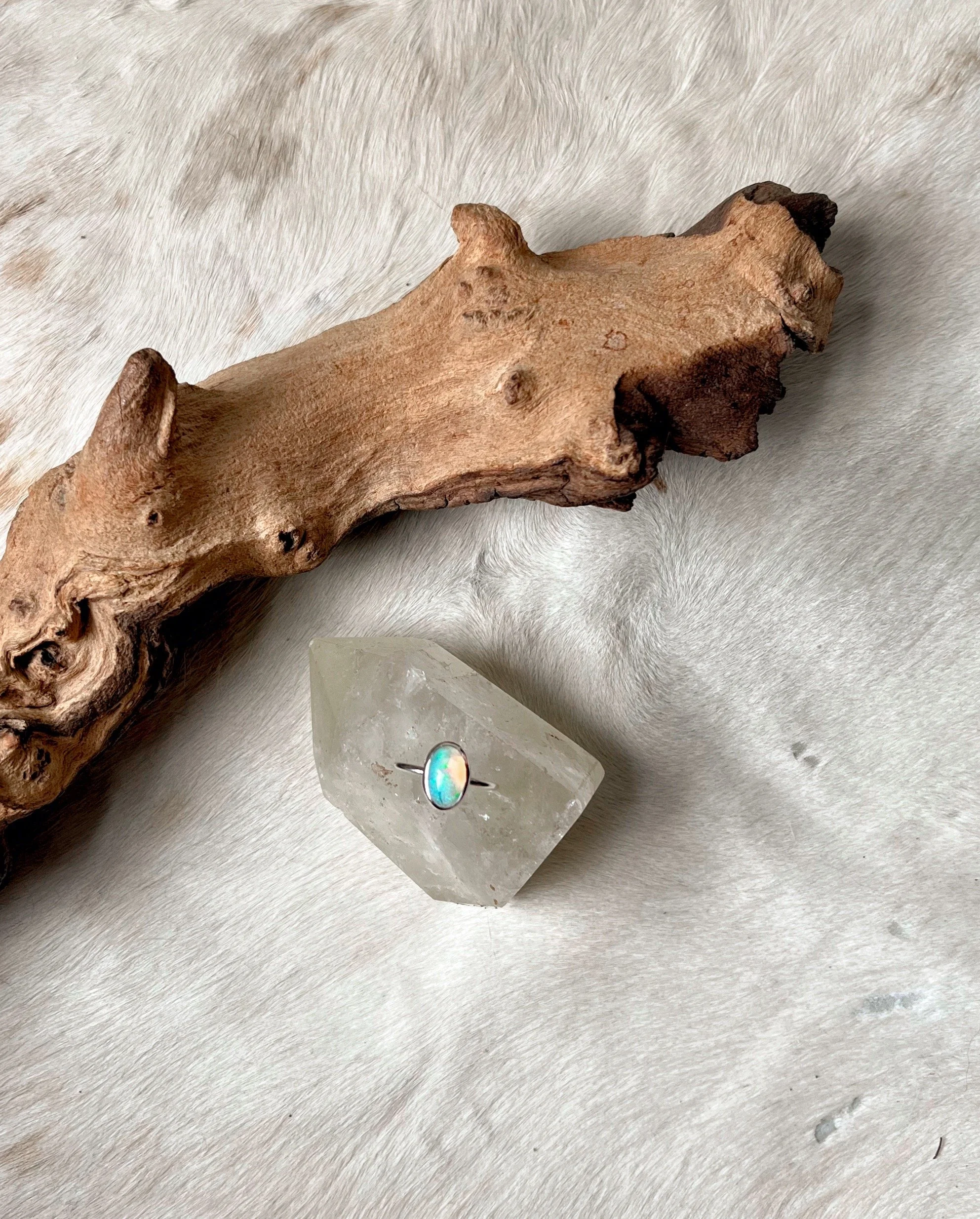 Opal and silver ring