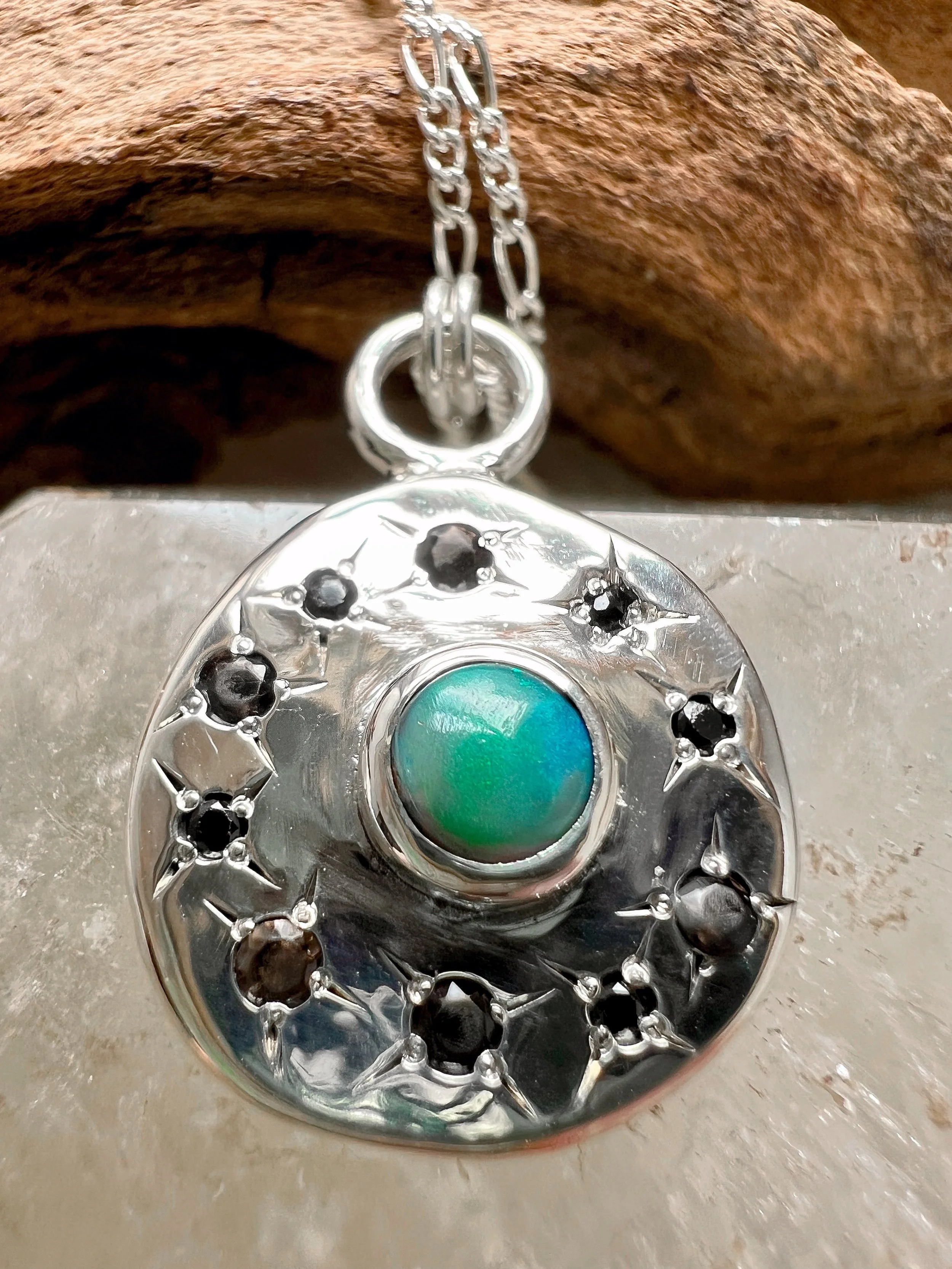 black opal & Silver necklace