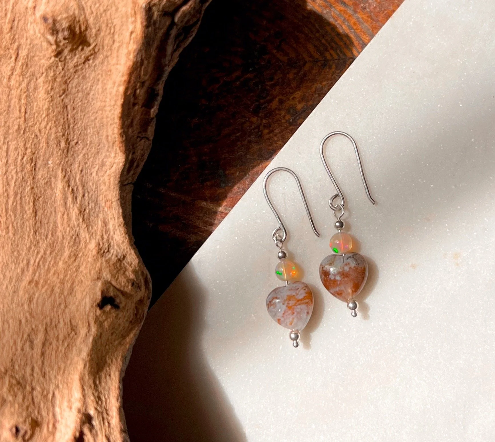 Dangle earrings with colorful gemstone beads on gold filled  hooks