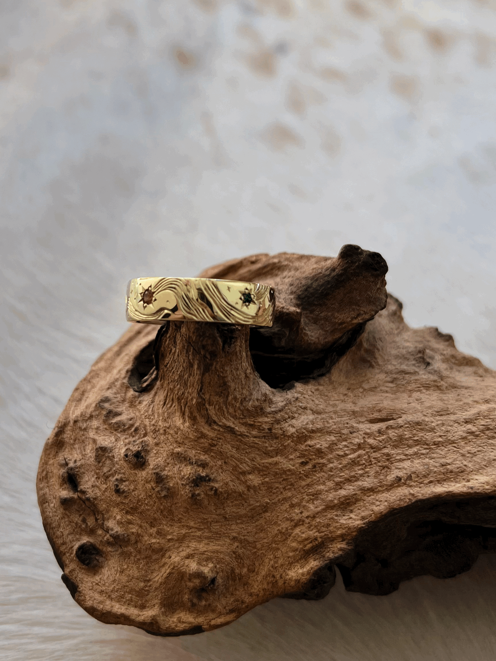 hand engraved shooting star ring