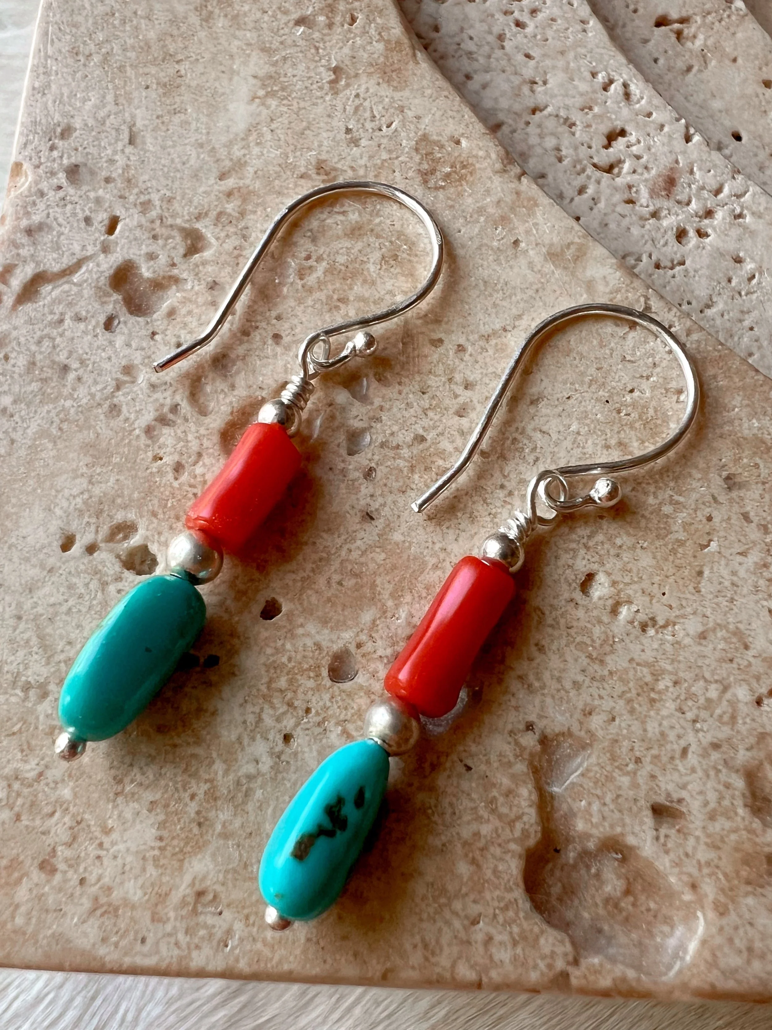 Coral & Turquoise  Earrings