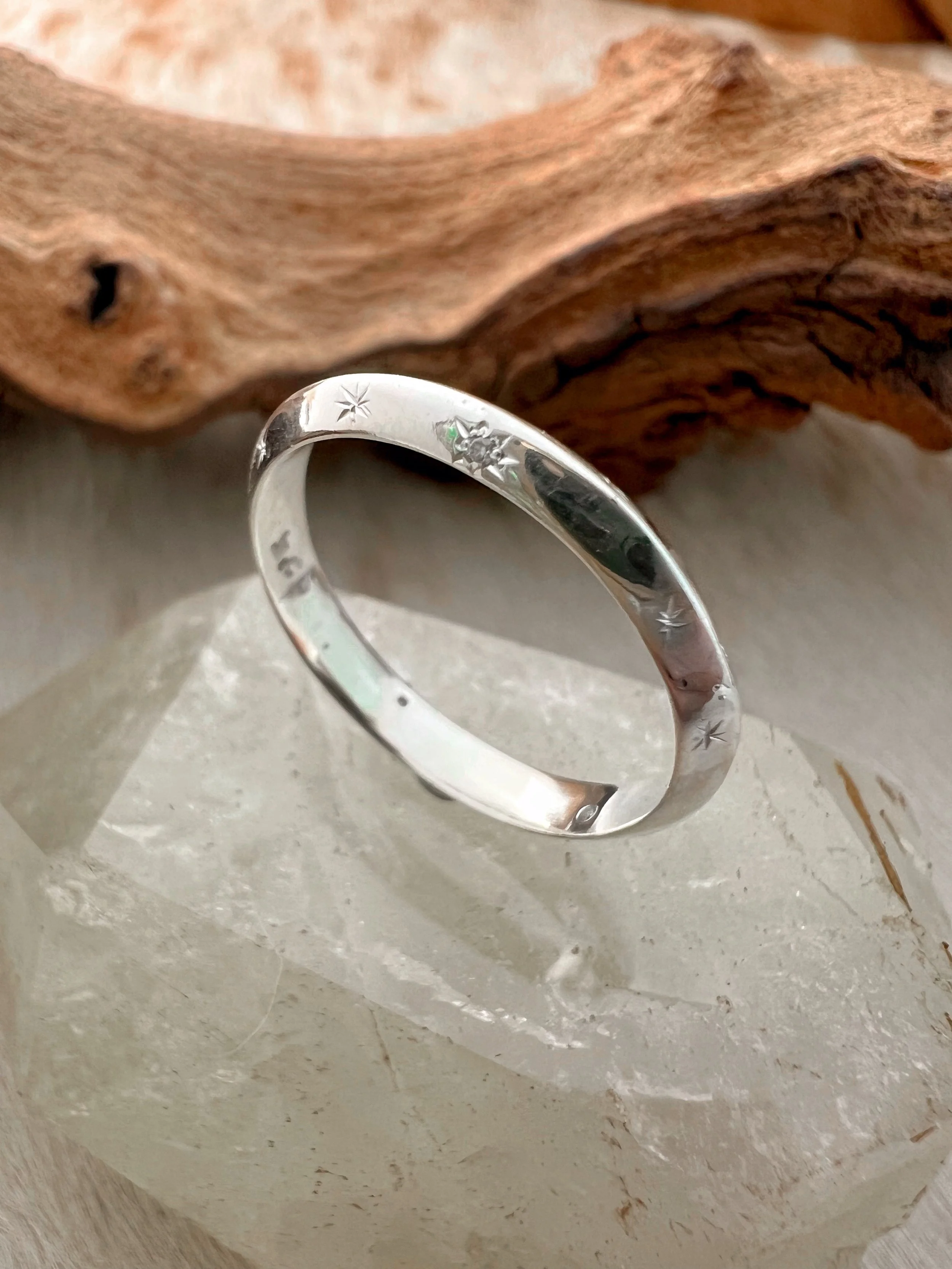 Hand engraved star ring